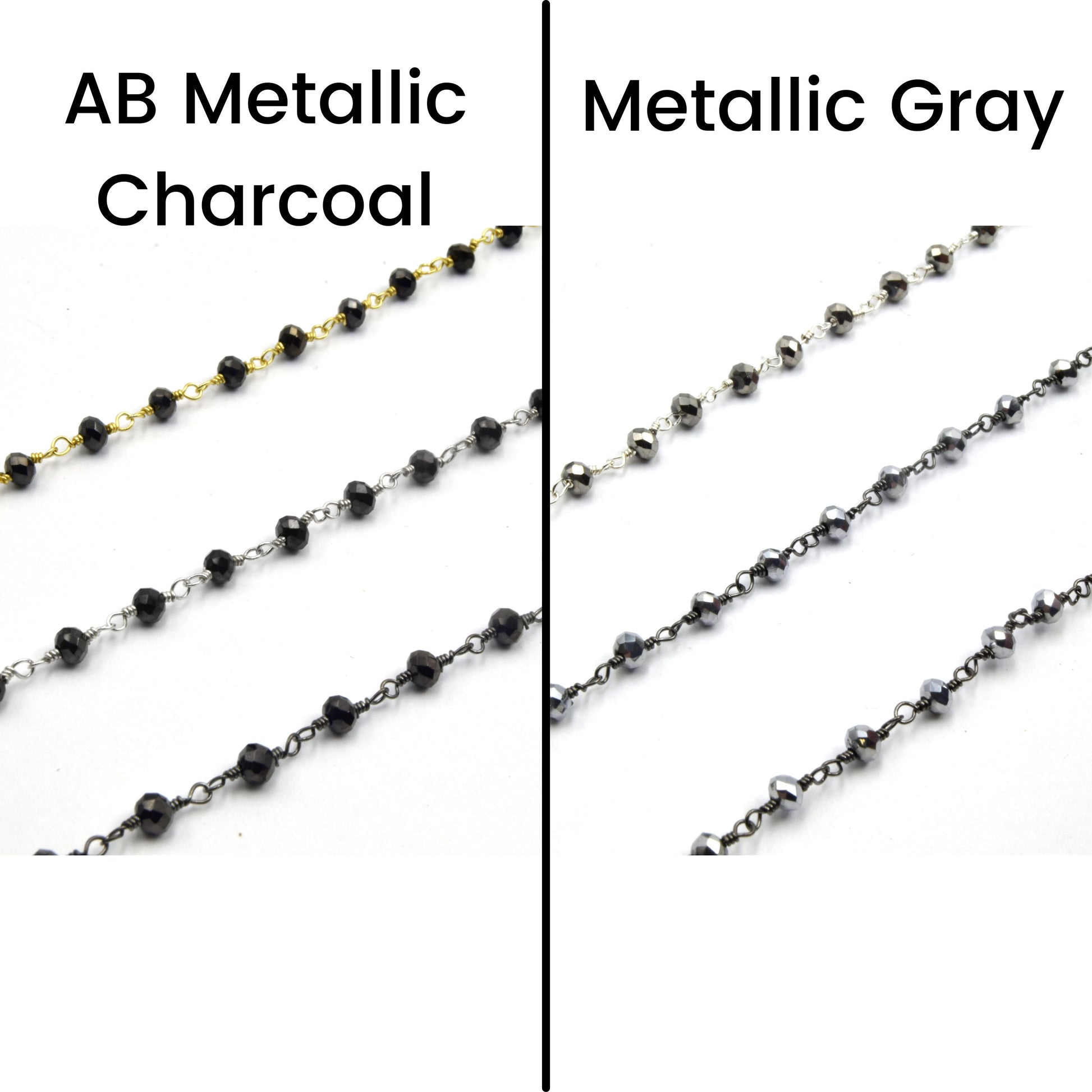 Crystal Rosary Chain | 2mm x 3mm Faceted Crystal Beads | Sold by the Foot