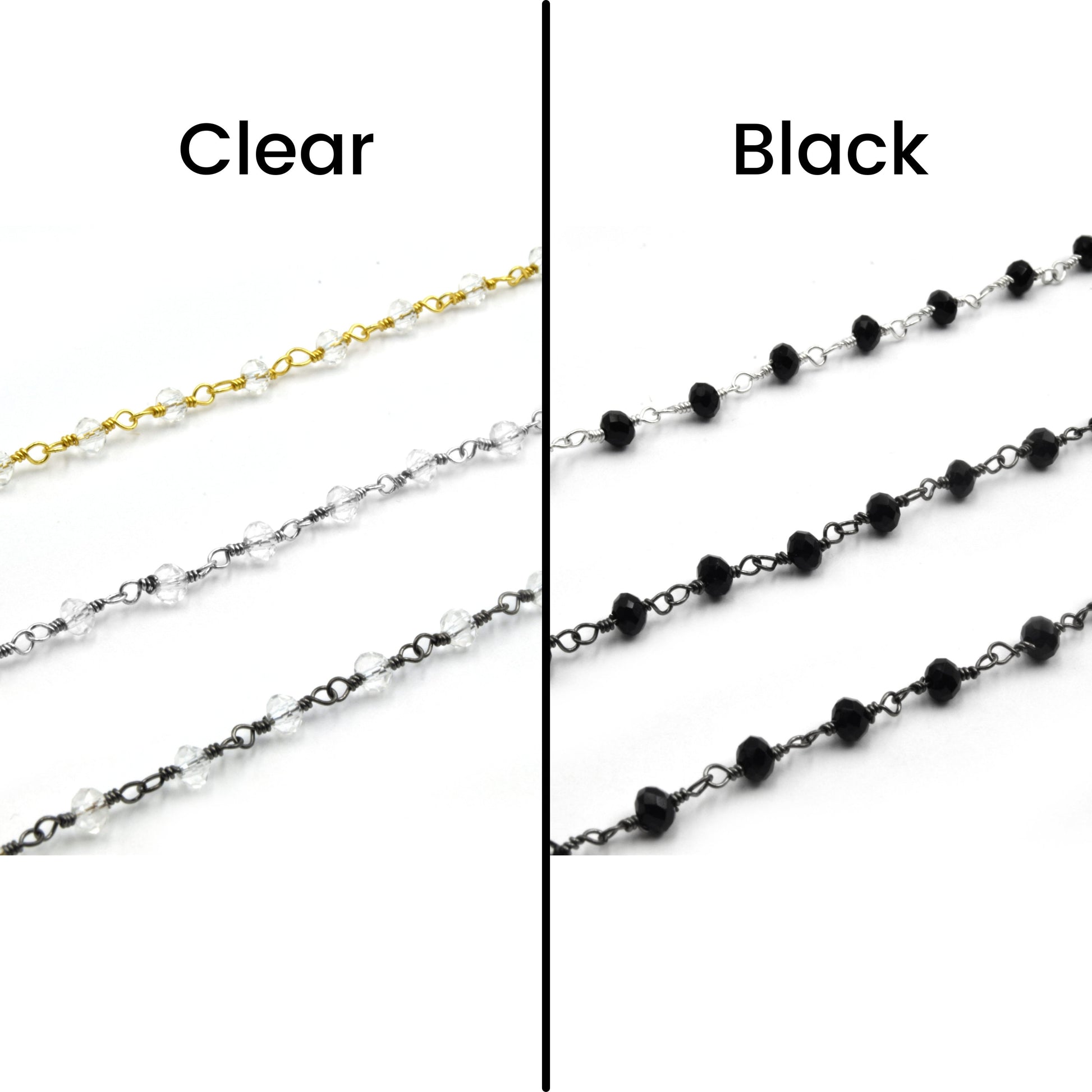 Crystal Rosary Chain | 2mm x 3mm Faceted Crystal Beads | Sold by the Foot