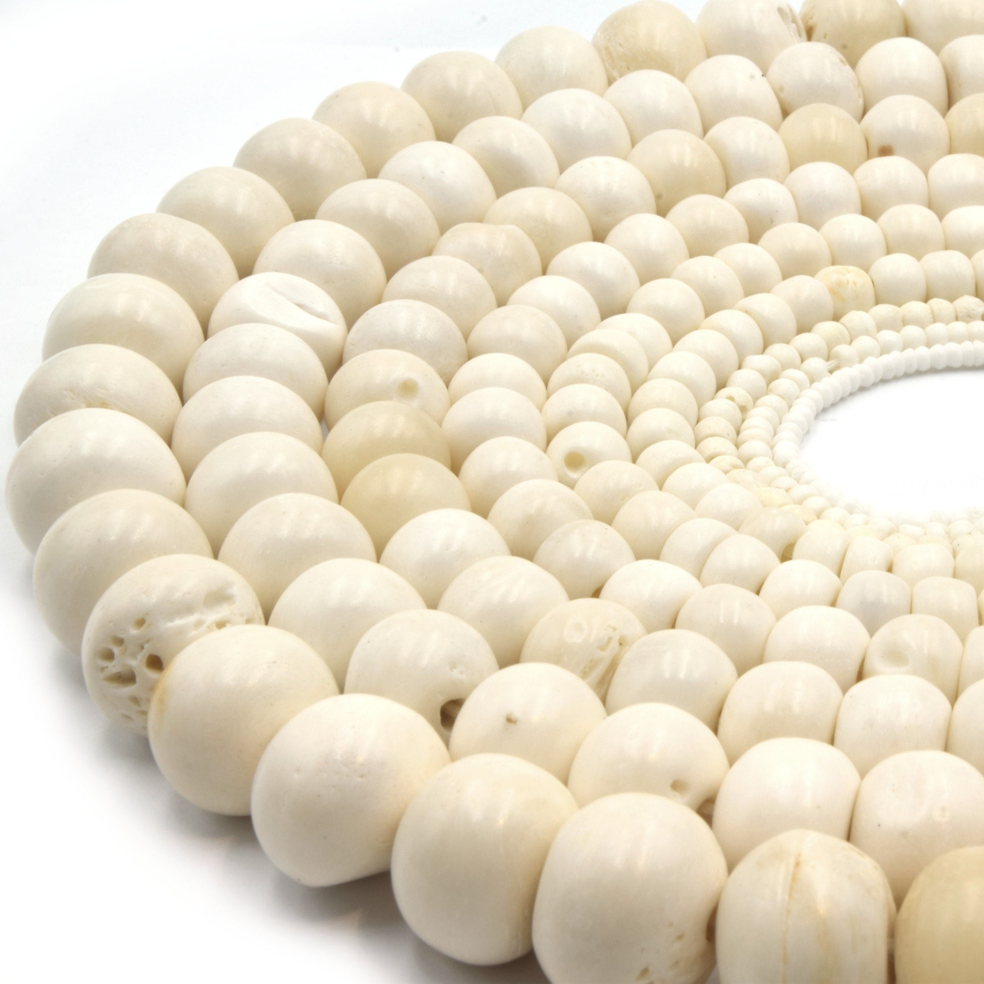 Bone Beads | Ox Bone Round Rondelle Beads | White Bone Beads, Brown Bone Beads