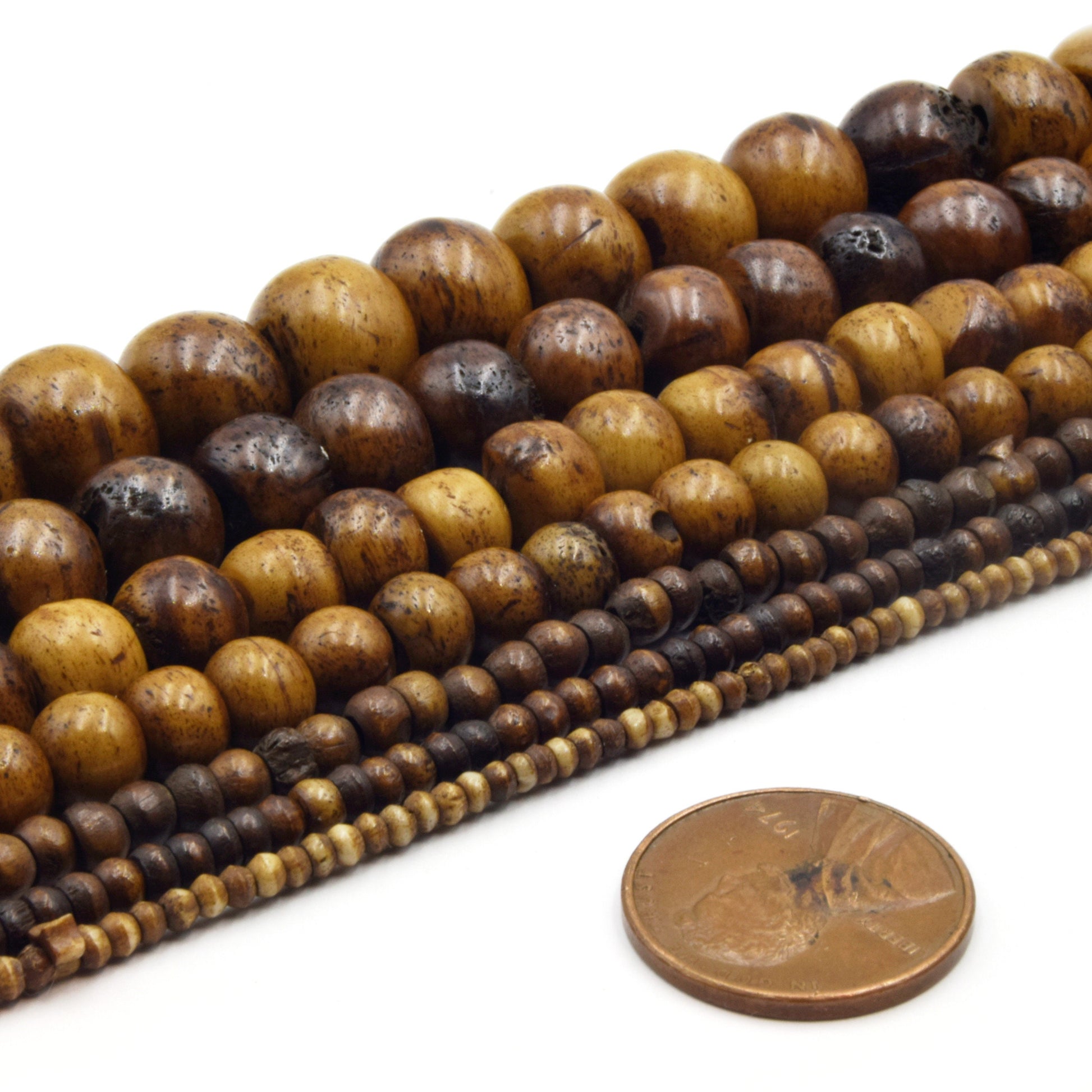 Bone Beads | Ox Bone Round Rondelle Beads | White Bone Beads, Brown Bone Beads