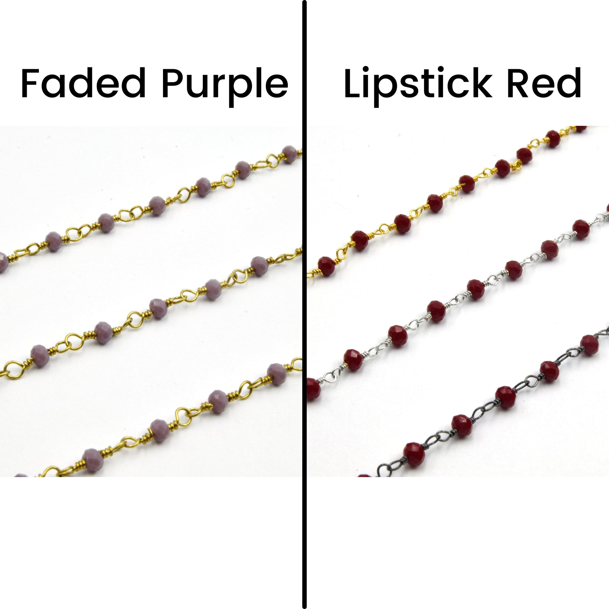 Crystal Rosary Chain | 2mm x 3mm Faceted Crystal Beads | Sold by the Foot