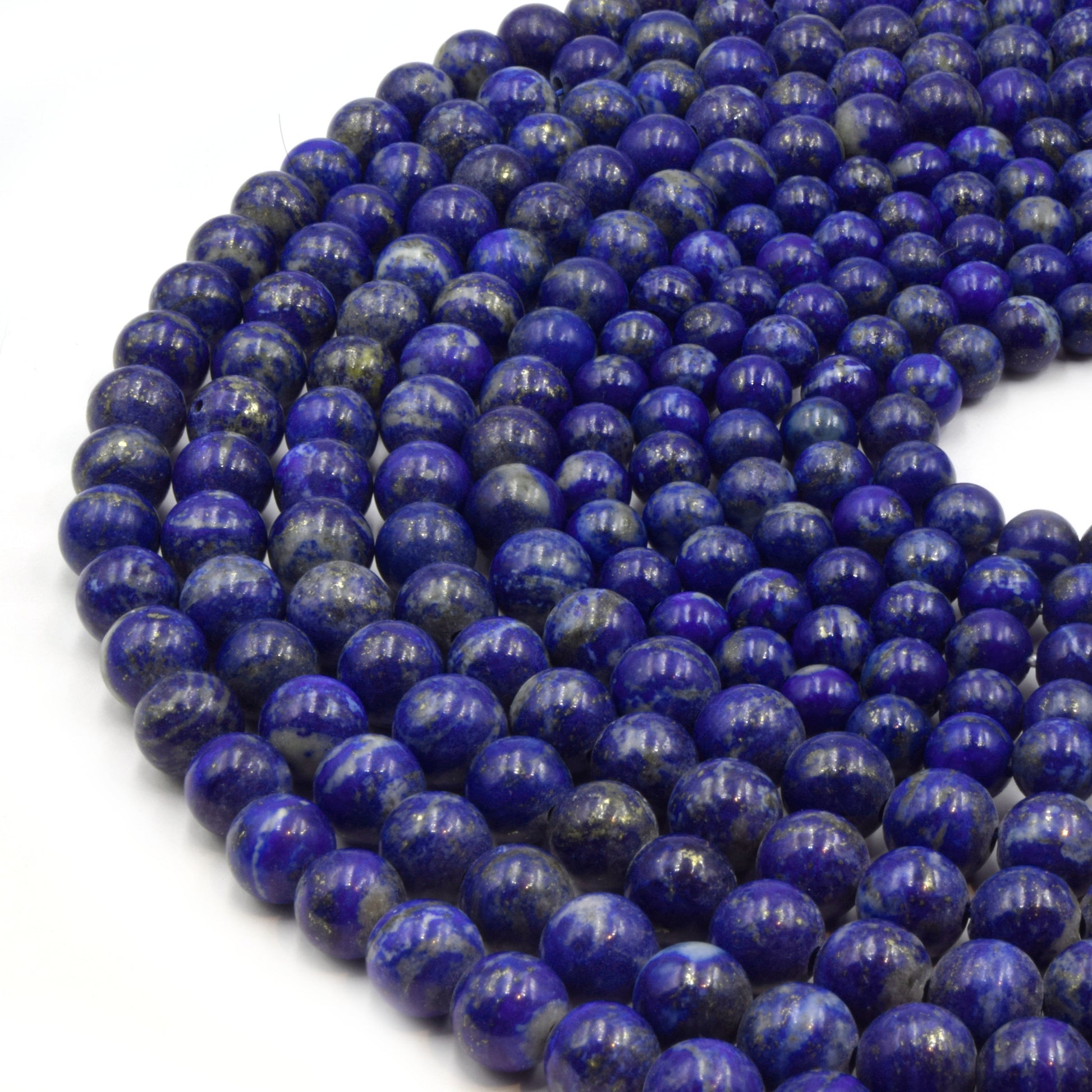 Large Hole Lapis Lazuli Beads | Lapis Smooth Round Shaped Beads with 2mm Holes | 7.5&quot; Strand | 8mm 10mm Available | Loose Beads