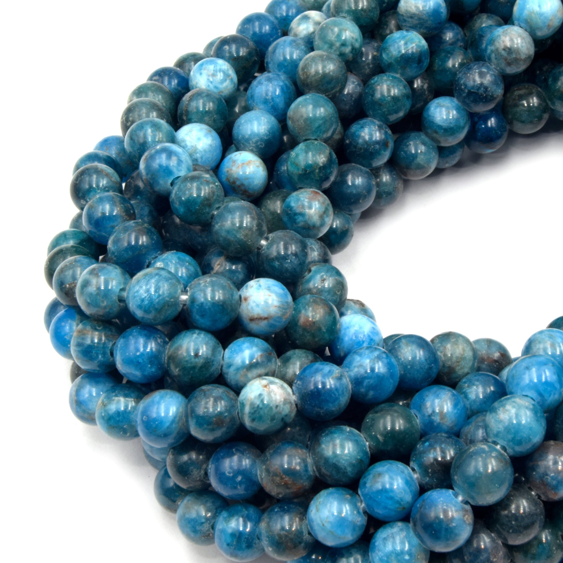 Large Hole Apatite Beads | Apatite Smooth Round Shaped Beads with 2mm Holes | 7.5&quot; Strand | 8mm 10mm Available | Loose Beads