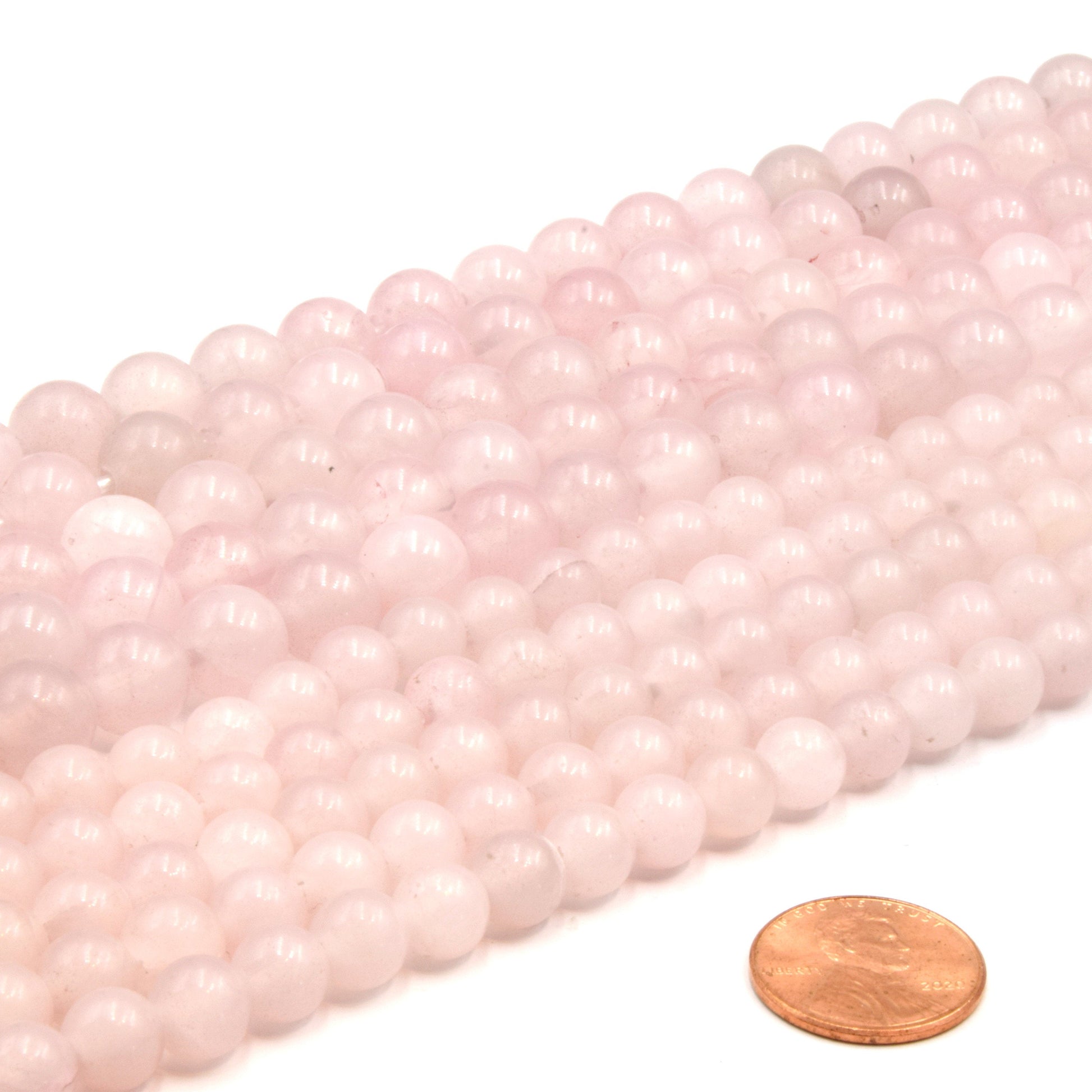 Large Hole Rose Quartz Beads | Smooth Rose Quartz Round Beads with 2mm Holes | Loose Beads | 7.5&quot; Strand | 8mm 10mm Available