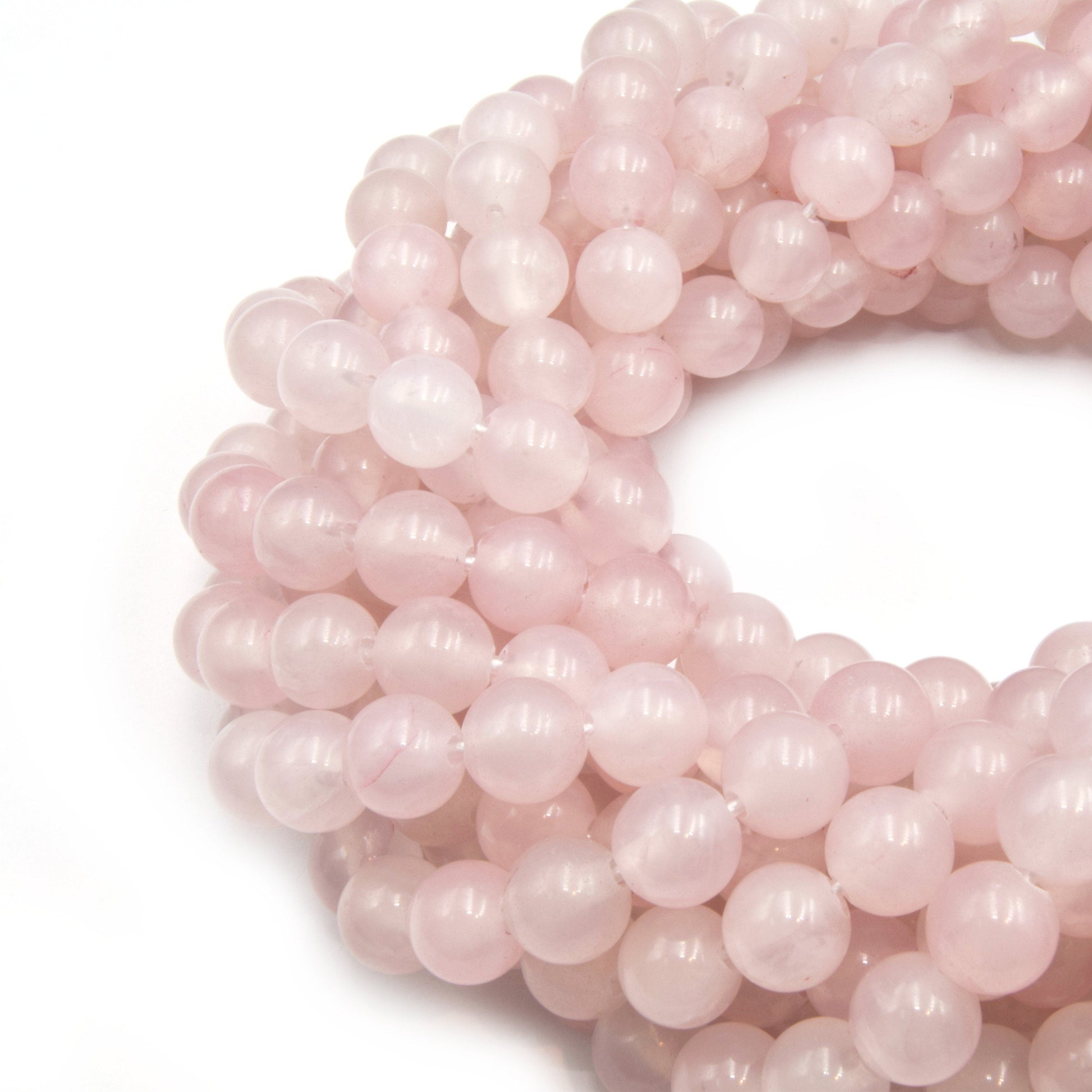 Large Hole Rose Quartz Beads | Smooth Rose Quartz Round Beads with 2mm Holes | Loose Beads | 7.5&quot; Strand | 8mm 10mm Available