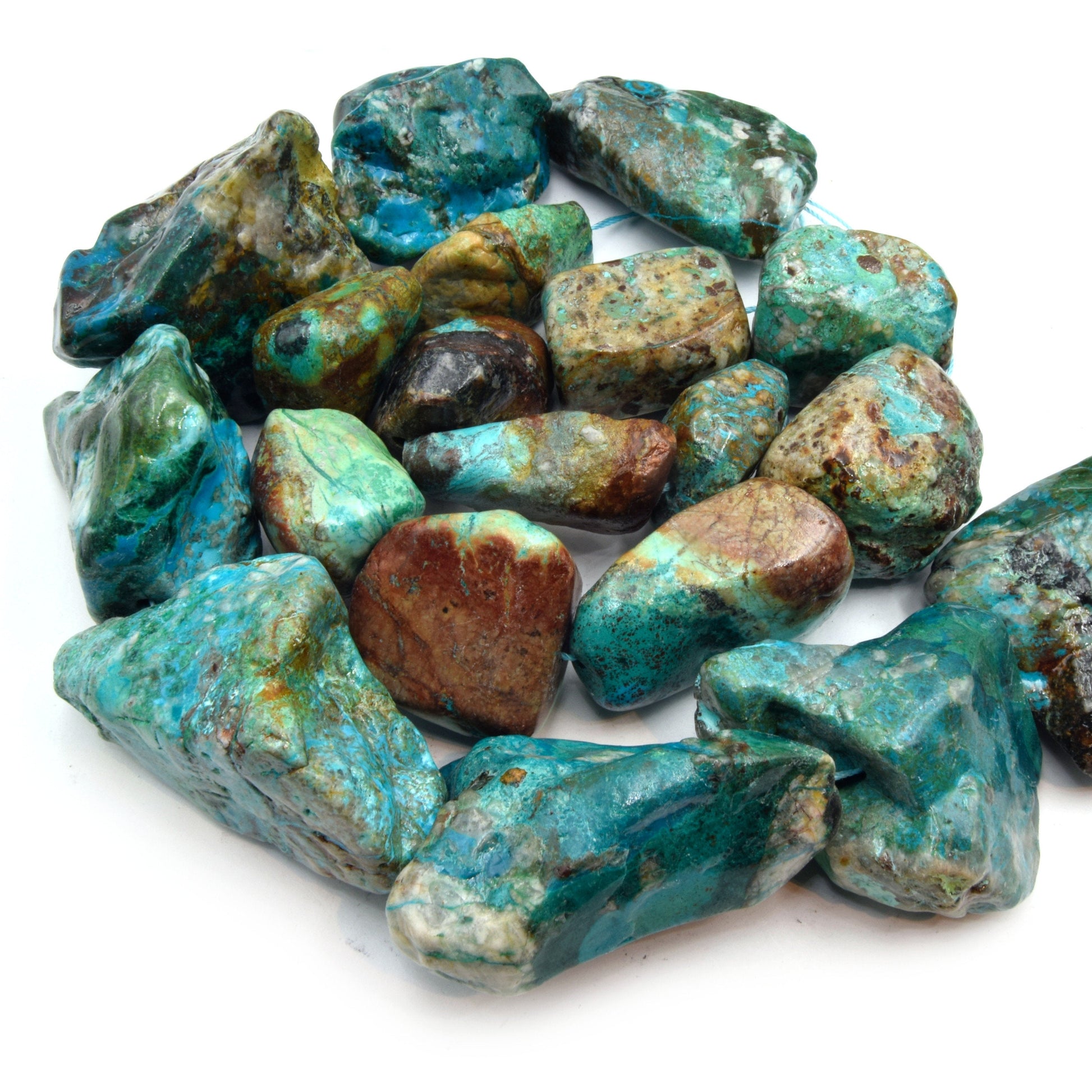 Chrysocolla Nugget Beads  | Smooth Tumble Shaped Beads | High Quality Chrysocolla | Loose Gemstone Beads | Available in Tumble or Rough Cut