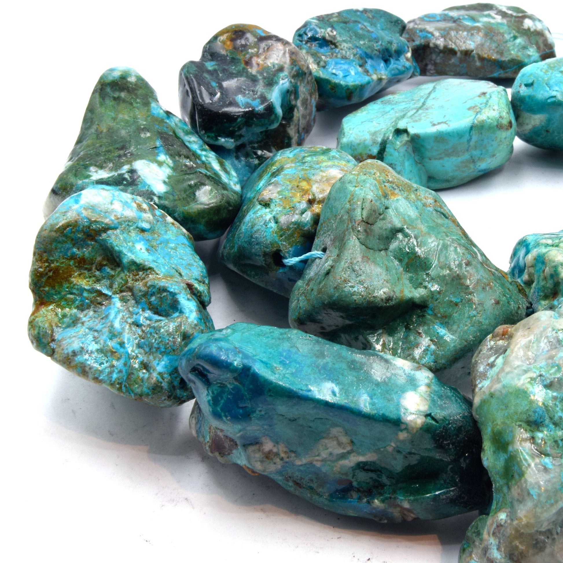 Chrysocolla Nugget Beads  | Smooth Tumble Shaped Beads | High Quality Chrysocolla | Loose Gemstone Beads | Available in Tumble or Rough Cut