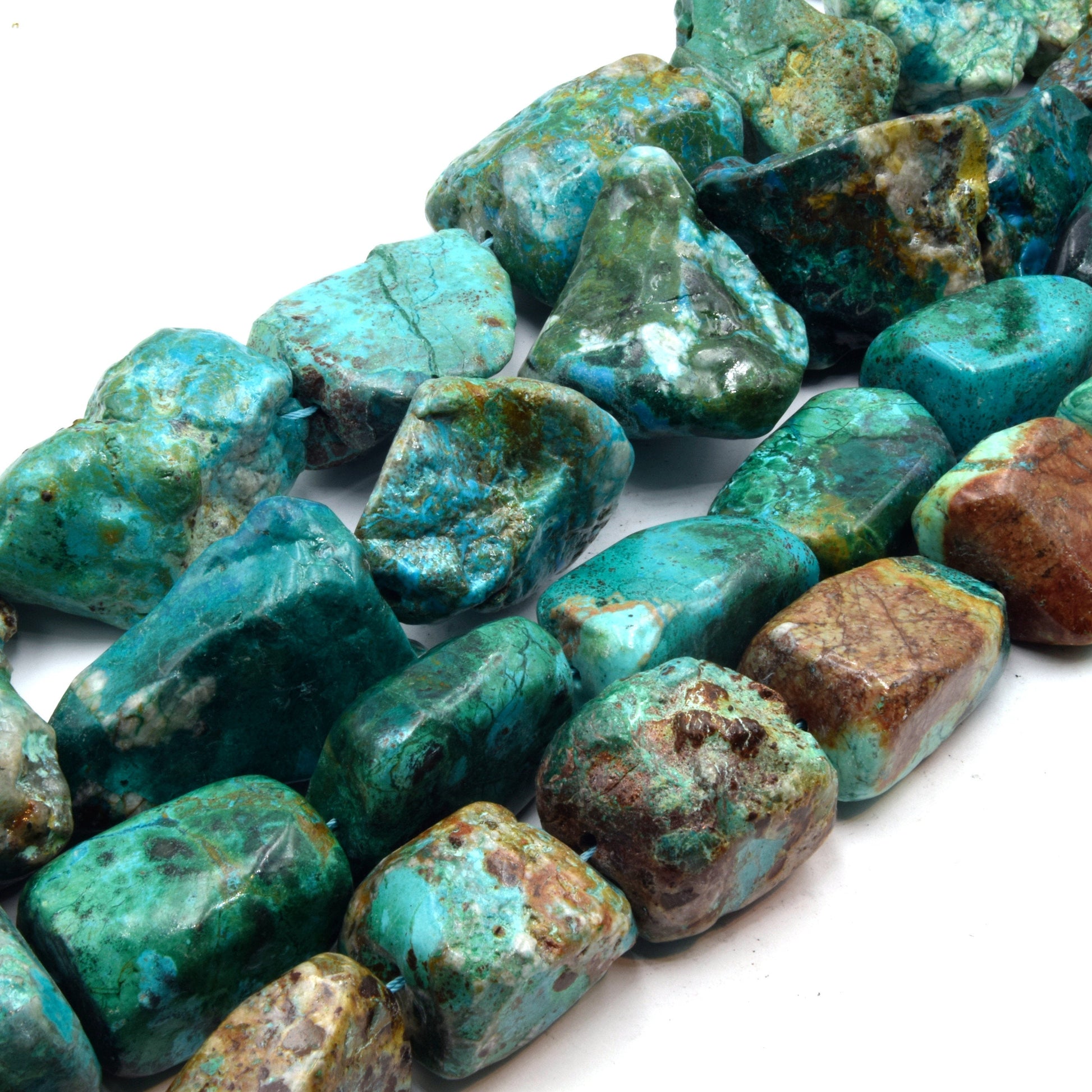 Chrysocolla Nugget Beads  | Smooth Tumble Shaped Beads | High Quality Chrysocolla | Loose Gemstone Beads | Available in Tumble or Rough Cut