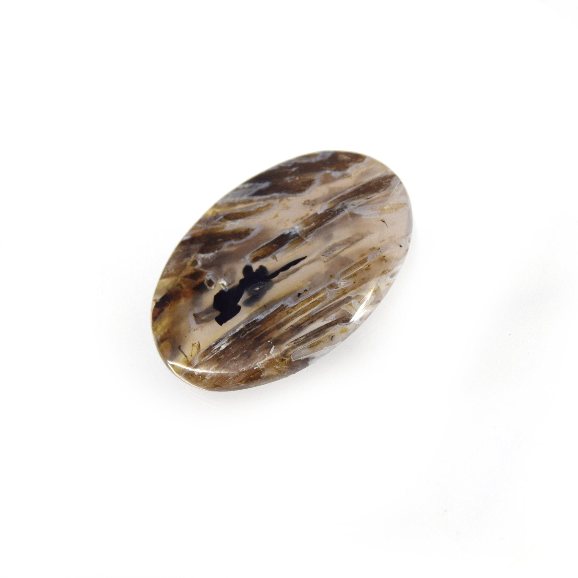 Stick Agate Cabochon | Round Flat Back Cabochon | 27mm x 39mm - 5mm Dome Height | OOAK Natural Gemstone Cabochon