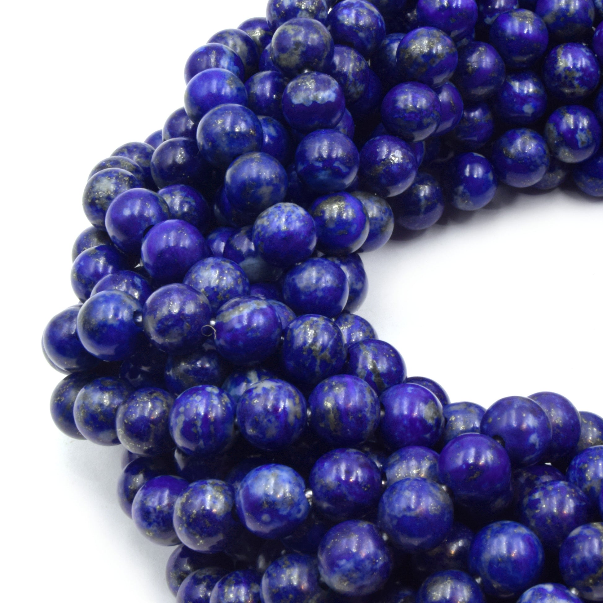 Large Hole Lapis Lazuli Beads | Lapis Smooth Round Shaped Beads with 2mm Holes | 7.5&quot; Strand | 8mm 10mm Available | Loose Beads