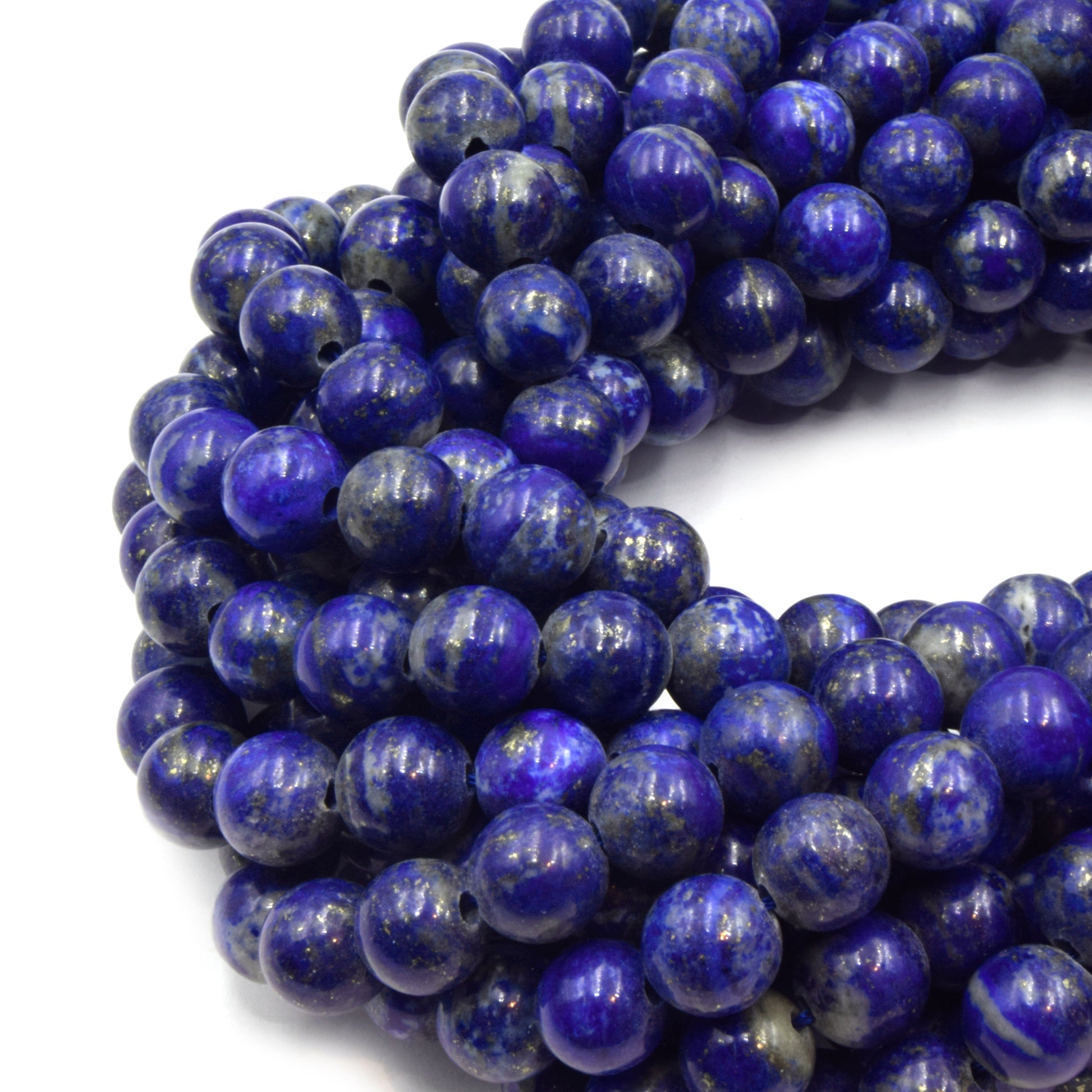 Large Hole Lapis Lazuli Beads | Lapis Smooth Round Shaped Beads with 2mm Holes | 7.5&quot; Strand | 8mm 10mm Available | Loose Beads