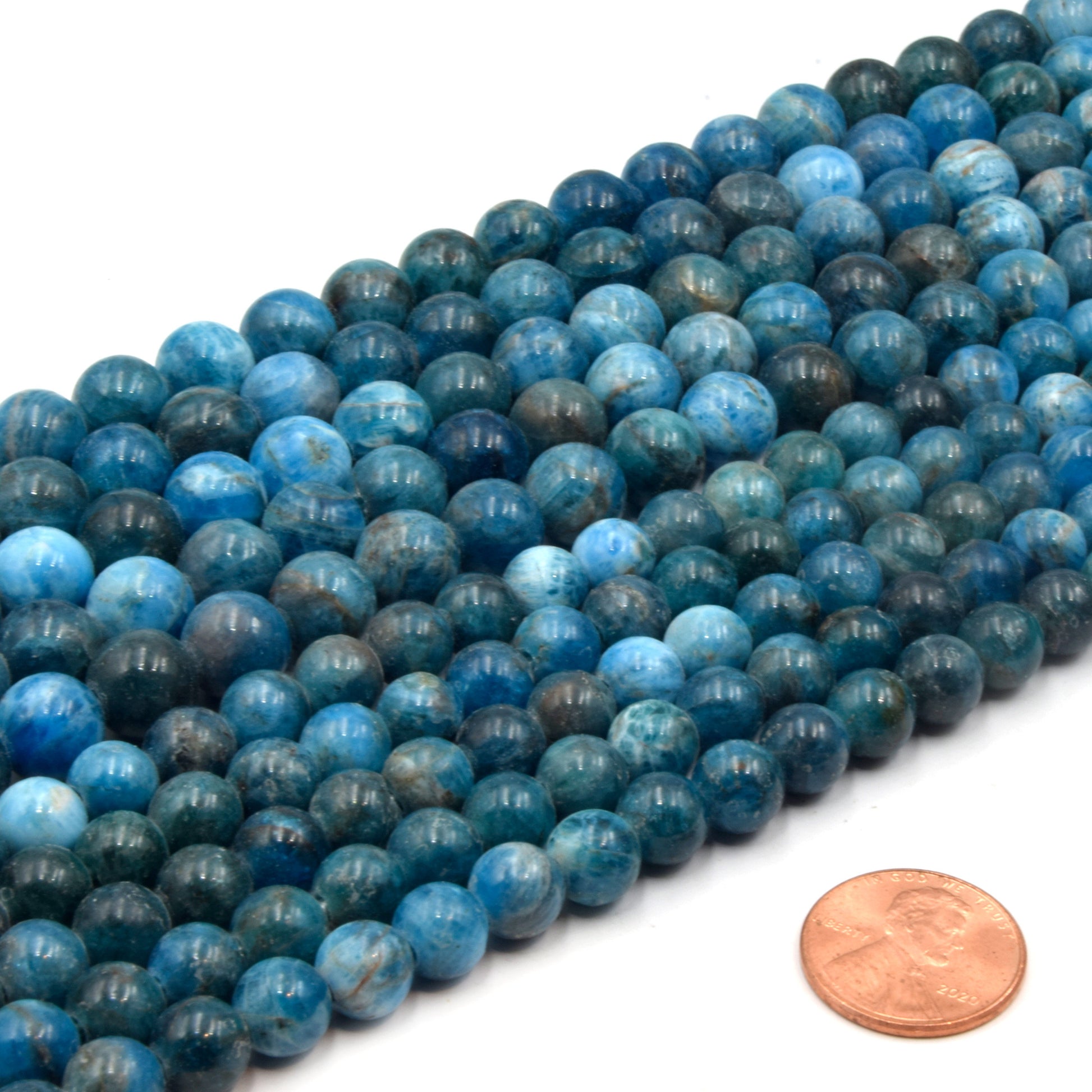 Large Hole Apatite Beads | Apatite Smooth Round Shaped Beads with 2mm Holes | 7.5&quot; Strand | 8mm 10mm Available | Loose Beads