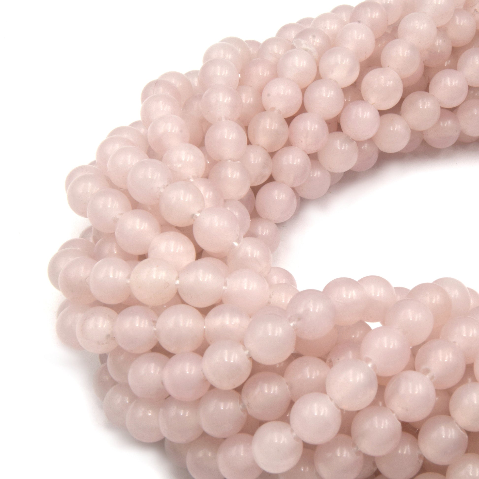 Large Hole Rose Quartz Beads | Smooth Rose Quartz Round Beads with 2mm Holes | Loose Beads | 7.5&quot; Strand | 8mm 10mm Available