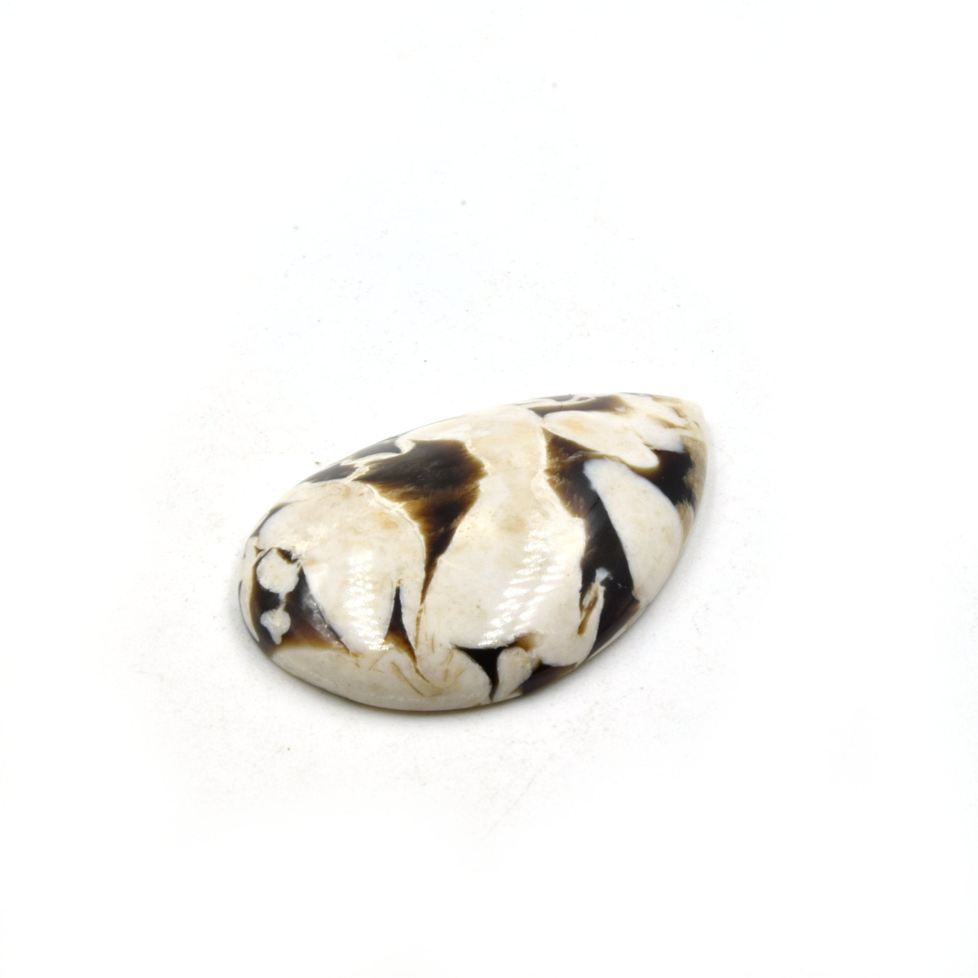 Peanut Wood Jasper Cabochon | Pear Shaped Flat Back Cabochon | 28mm x 42mm - 7mm Dome Height | OOAK Natural Gemstone Cabochon