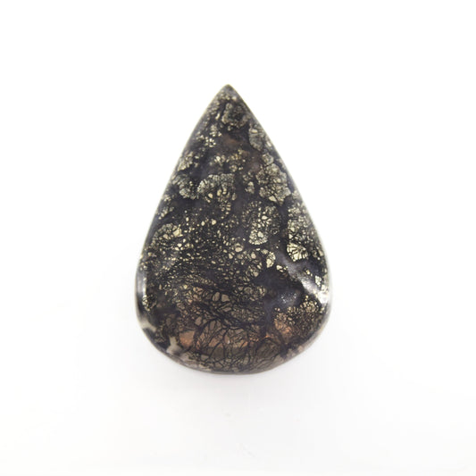 Marcasite Cabochon | Teardrop Flat Back Cabochon | 23mm x 35mm - 6.5mm Dome Height | OOAK Natural Gemstone Cabochon