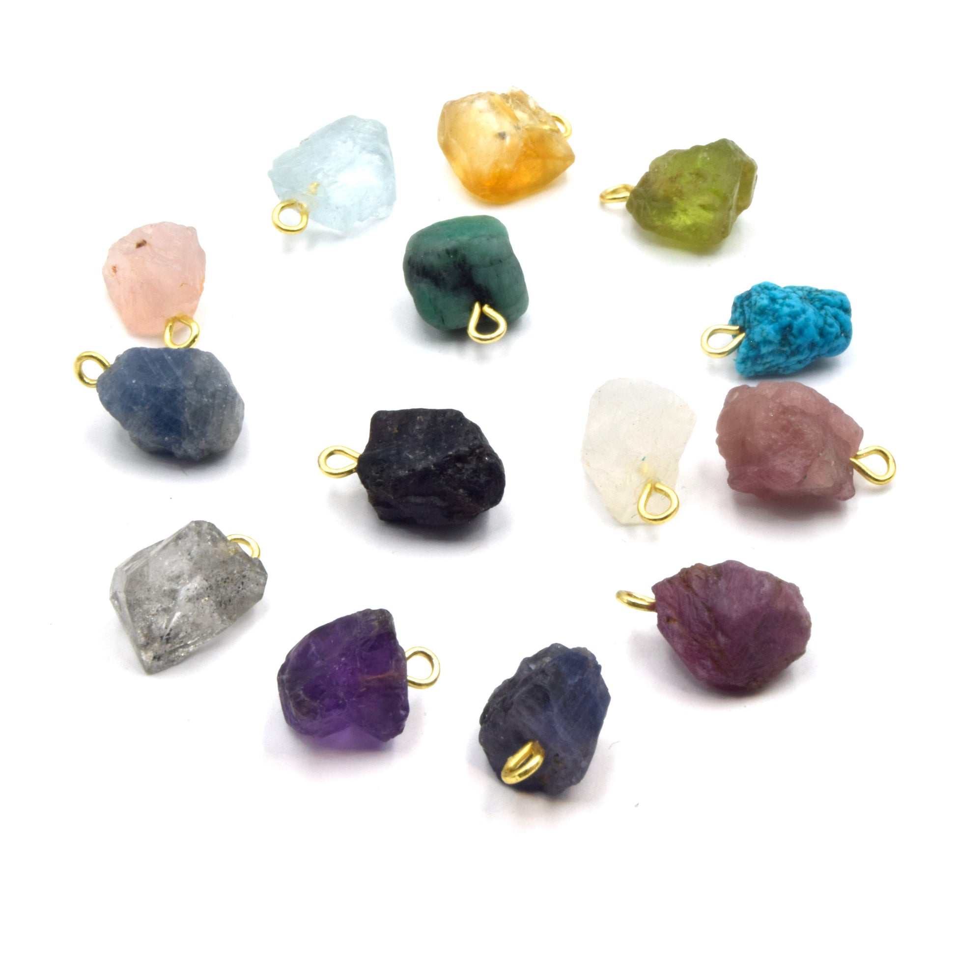 Natural Rough Gemstone Pendants | Drop Pendants | Natural Stone Pendants | Moonstone, Rose Quartz, Herkimer Diamond, Citrine, Amethyst, etc.