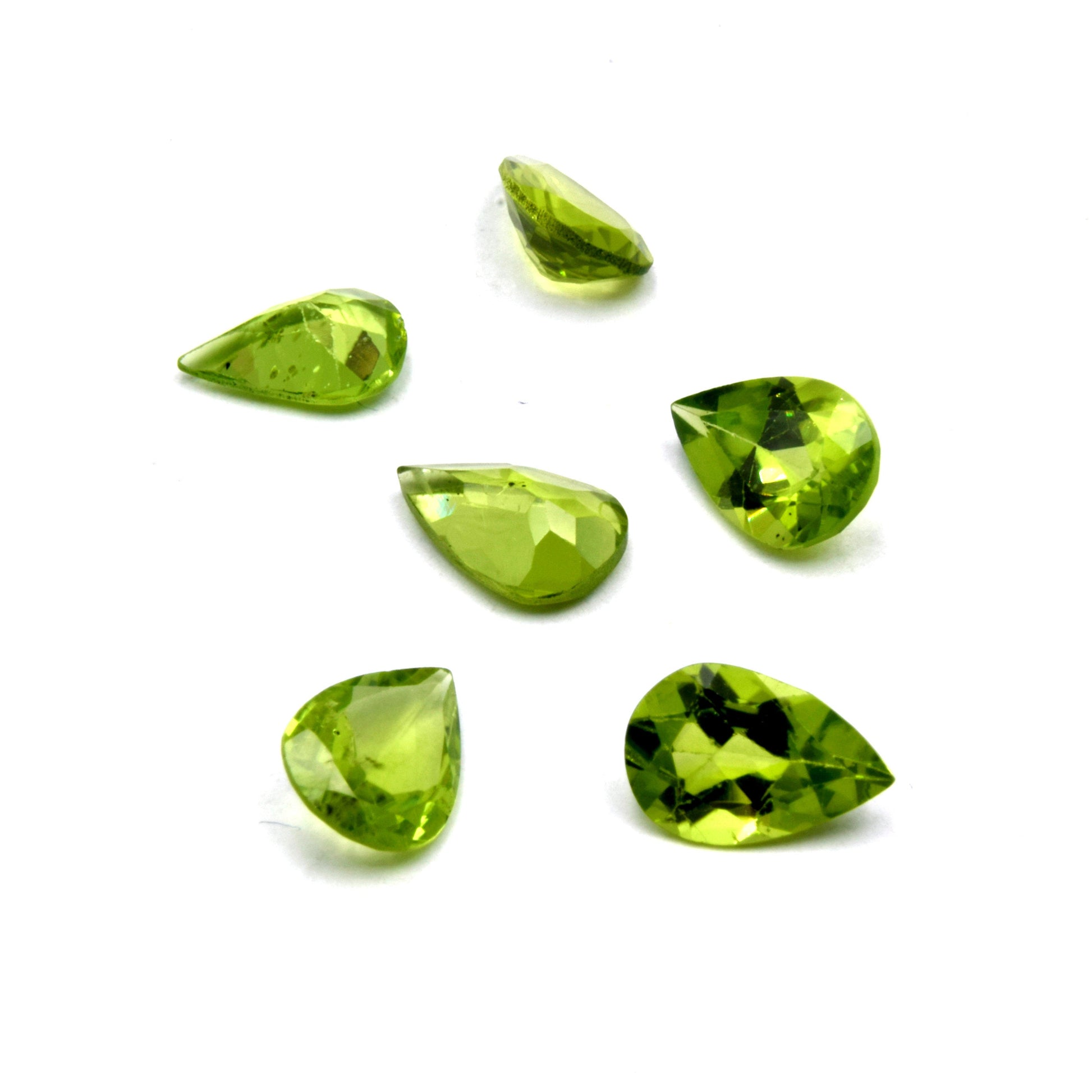 AAA Peridot Cut Stone | Loose Faceted Cut Stone | Pack of 6pcs | Marquise, Princess Cut, Baguette, Trillion, Oval, Round, Pear Cut Stone |