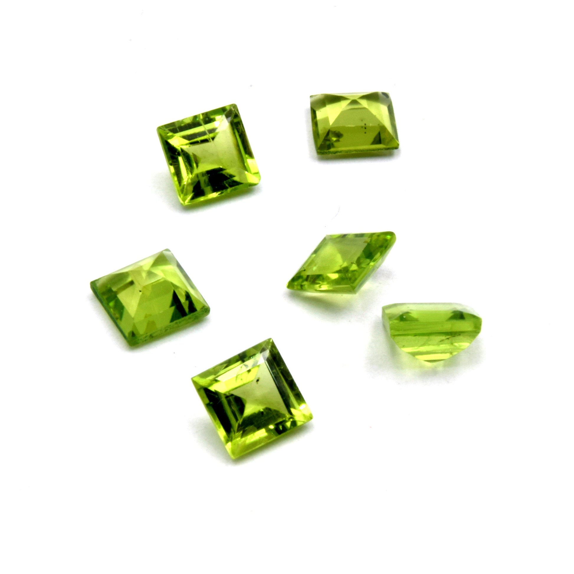 AAA Peridot Cut Stone | Loose Faceted Cut Stone | Pack of 6pcs | Marquise, Princess Cut, Baguette, Trillion, Oval, Round, Pear Cut Stone |