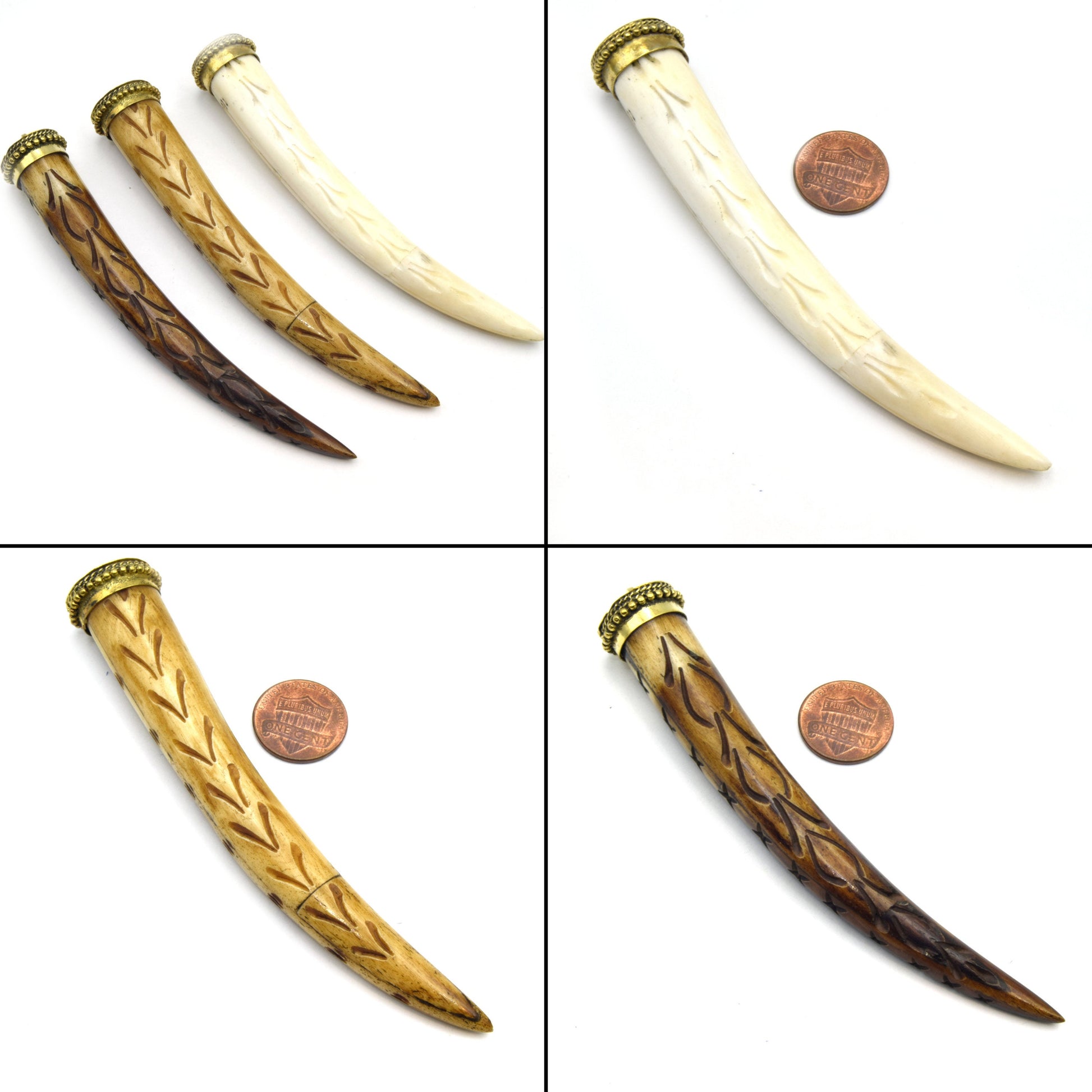 Carved Bone Tusk Pendant | Ox Bone Pendant | Carved Floral Tusk | Spiral Carved Tusk | Focal Pendants | Statement Piece for Jewelry