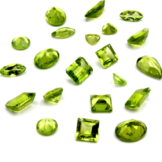 AAA Peridot Cut Stone | Loose Faceted Cut Stone | Pack of 6pcs | Marquise, Princess Cut, Baguette, Trillion, Oval, Round, Pear Cut Stone |