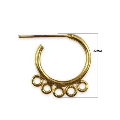 23mm x 23mm 18k Gold Overlay Hoop Shape Chandelier High Quality Earring Finding - 1 Pairs Per Pack (2 Pieces Total)