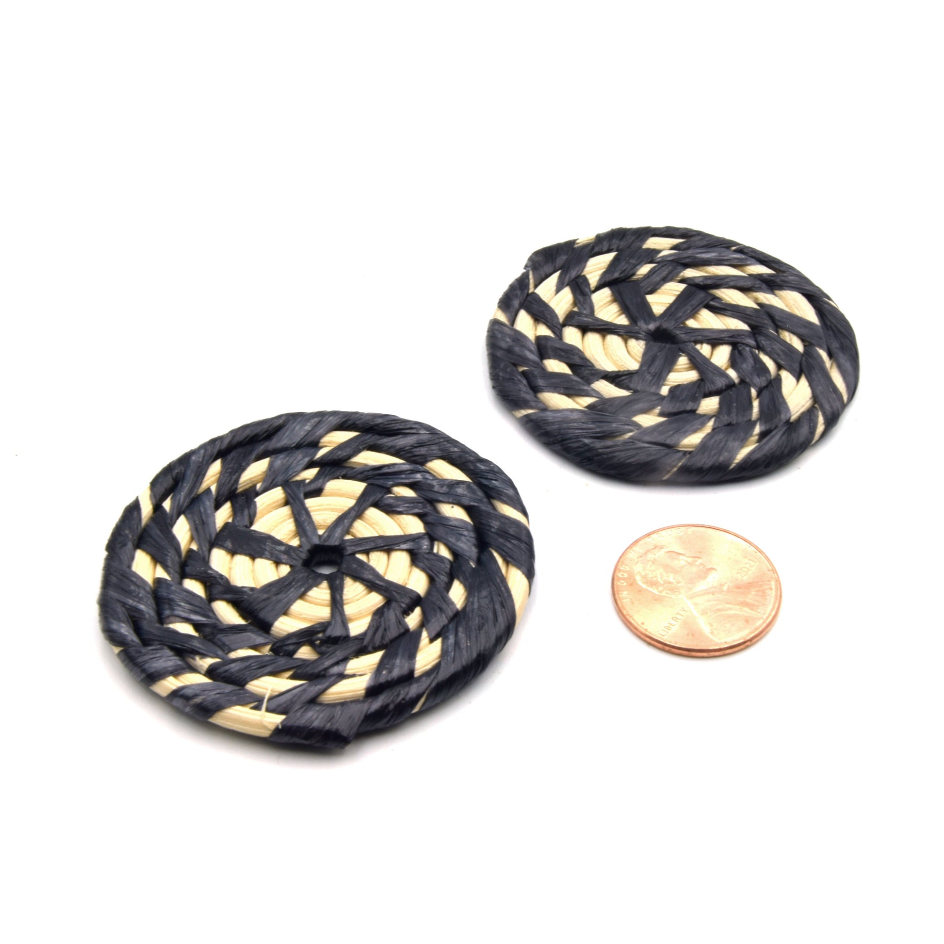 Rattan Jewelry Finding | Handmade Natural Woven Reed Round Jewelry Component | Sold in Pairs