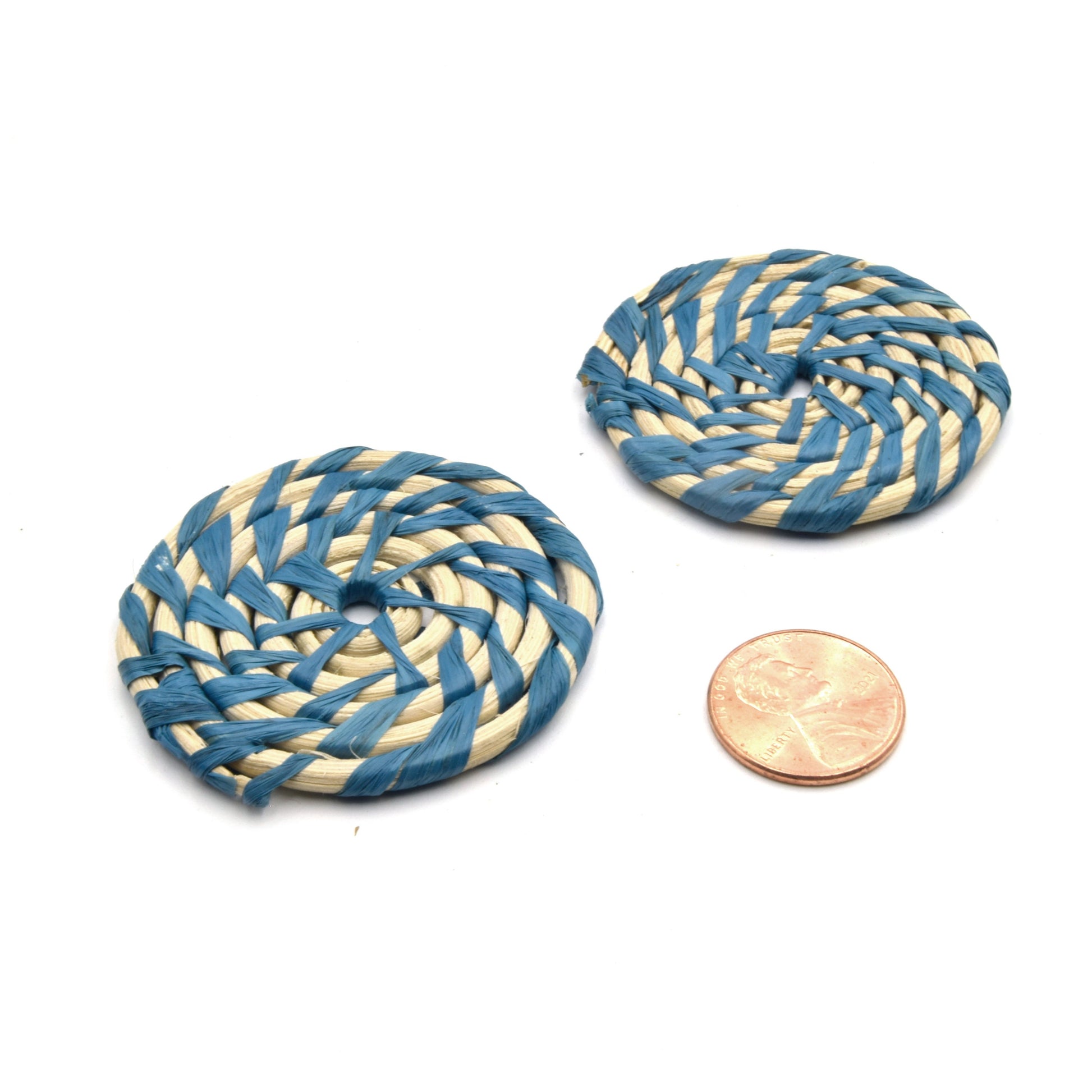 Rattan Jewelry Finding | Handmade Natural Woven Reed Round Jewelry Component | Sold in Pairs