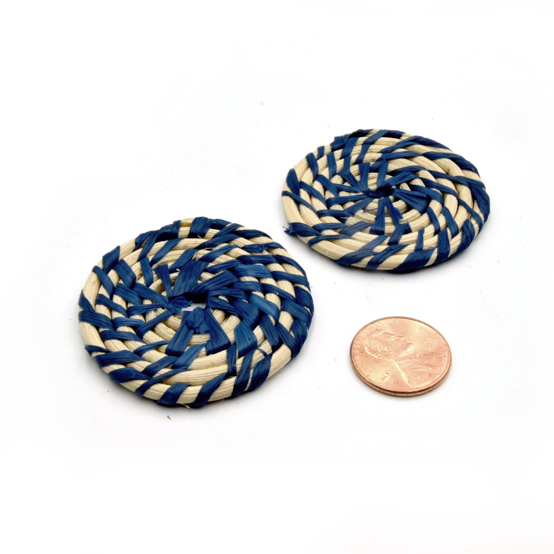 Rattan Jewelry Finding | Handmade Natural Woven Reed Round Jewelry Component | Sold in Pairs