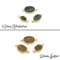 Oval Gemstone Connectors | Electroplated Smooth Flat Oval Connectors | Aventurine Agate Jasper Opal Quartz Vasonite | Three Sizes Available