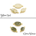 Oval Gemstone Connectors | Electroplated Smooth Flat Oval Connectors | Aventurine Agate Jasper Opal Quartz Vasonite | Three Sizes Available