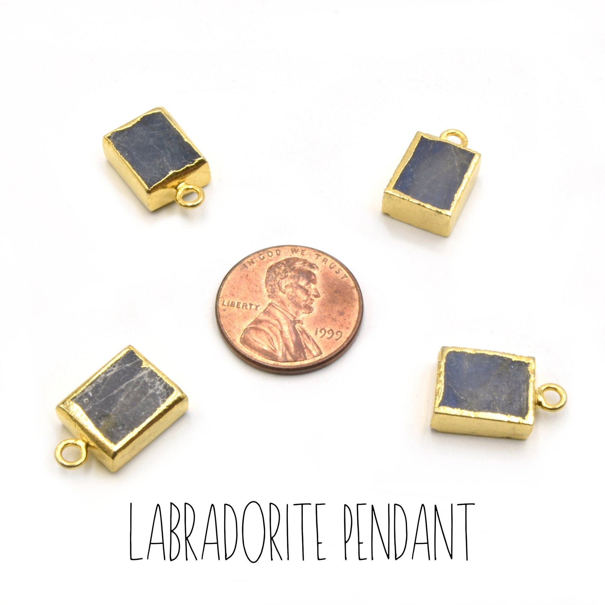 Labradorite Pendant | Moonstone Connector | Electroplated Rectangle Gemstone Pendants | Small Charms | Jewelry Supplies