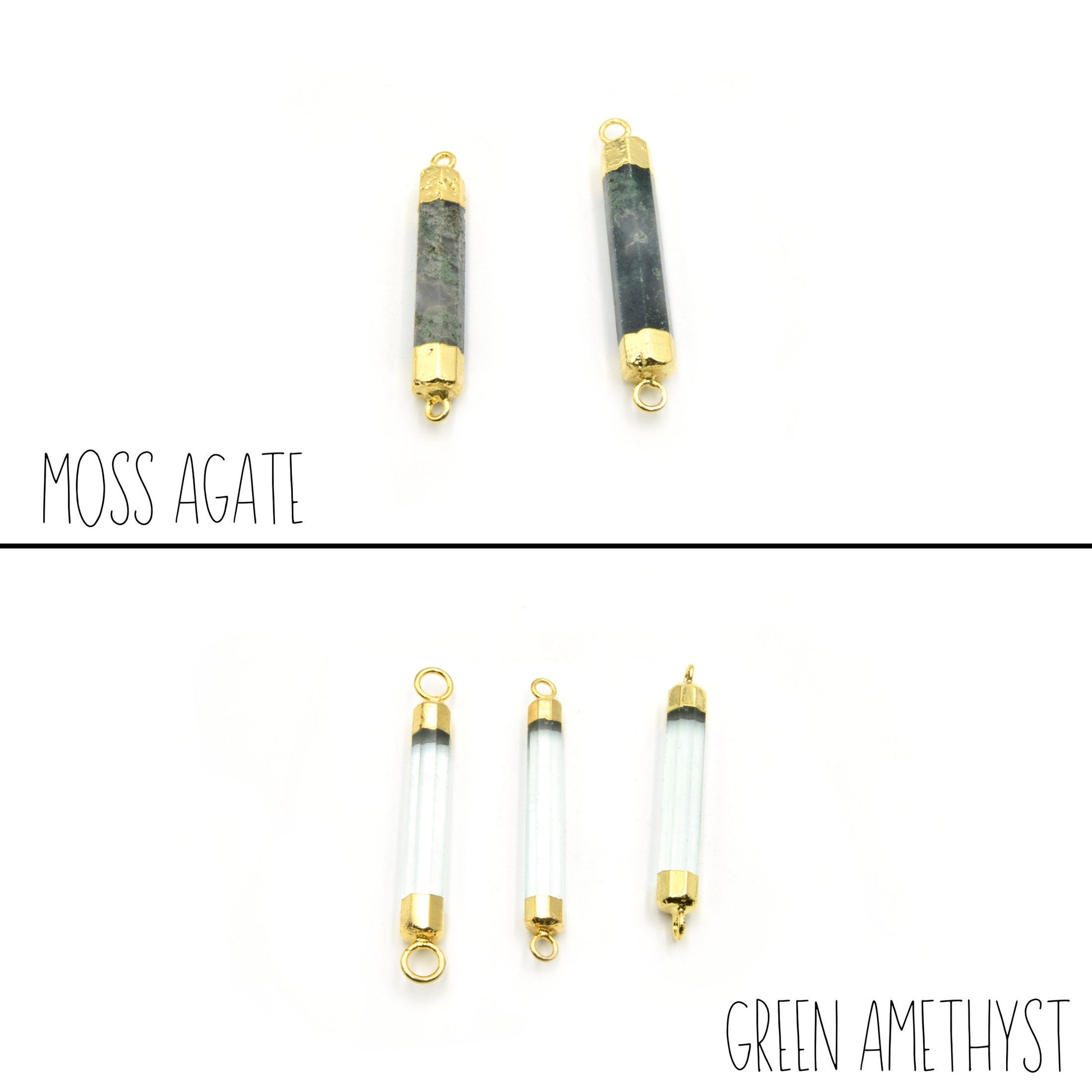 Gemstone Connectors | Electroplated Cylinder Connector | Bar Connector | Jewelry Findings | Natural Stone Links | Bracelet Focal Connector