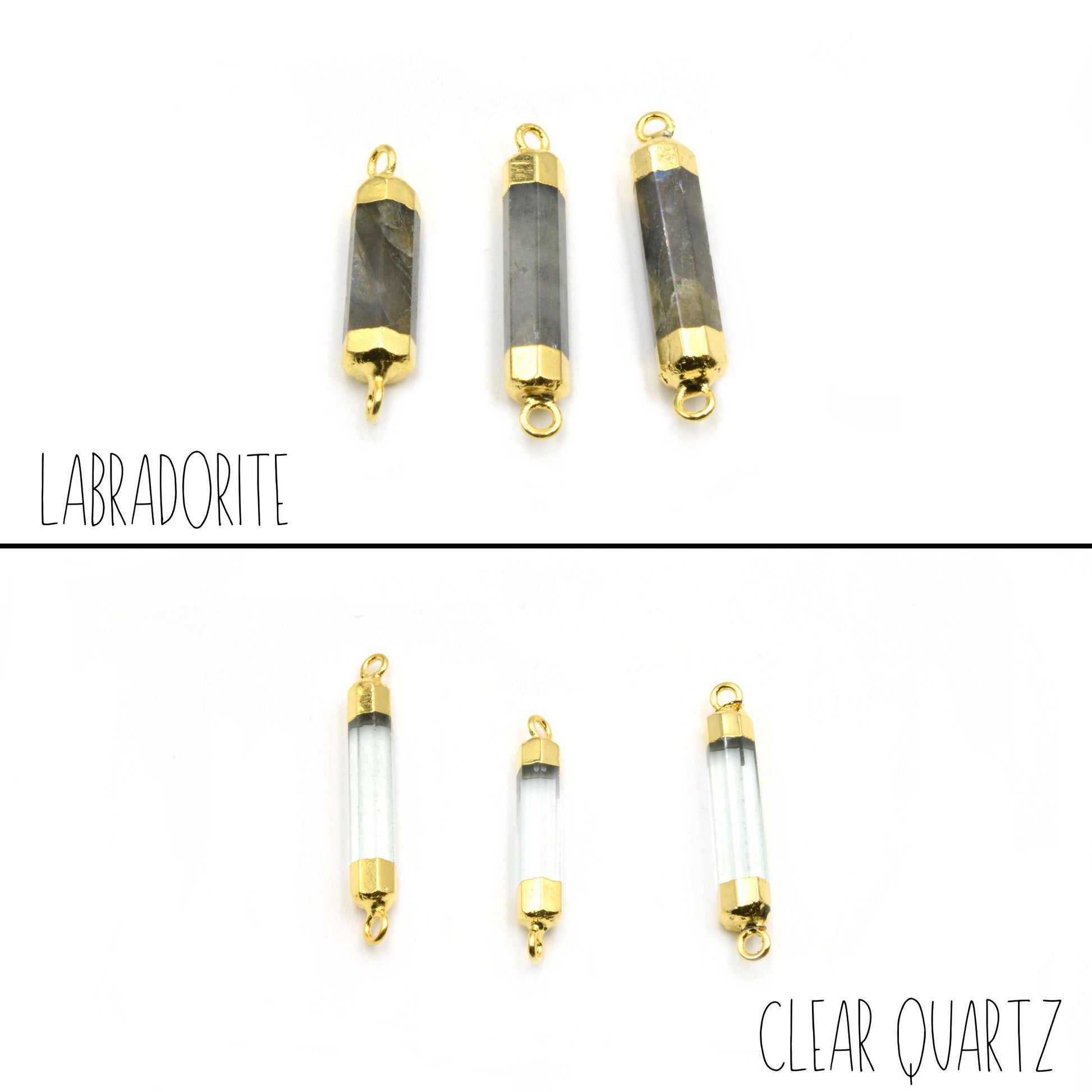 Gemstone Connectors | Electroplated Cylinder Connector | Bar Connector | Jewelry Findings | Natural Stone Links | Bracelet Focal Connector