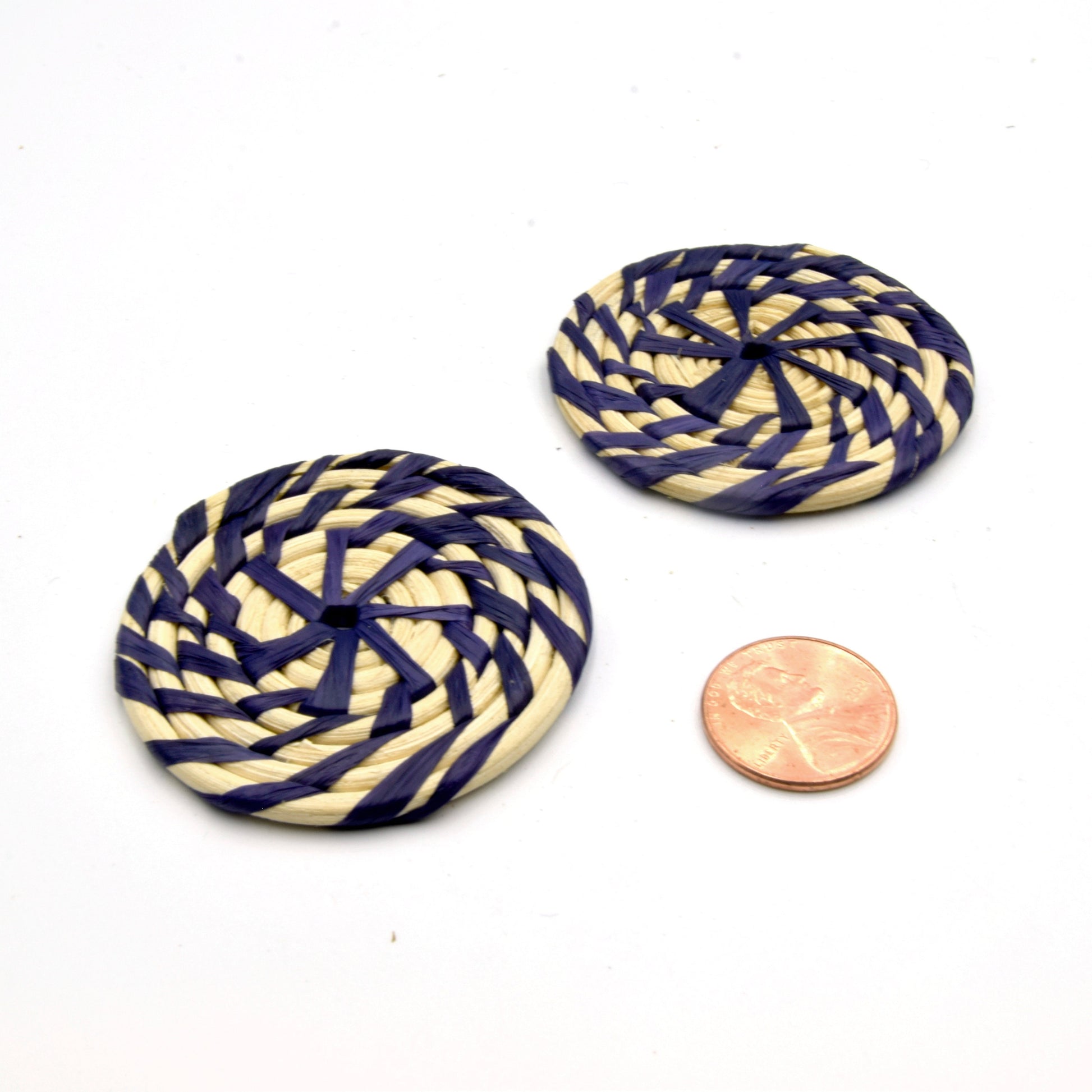 Rattan Jewelry Finding | Handmade Natural Woven Reed Round Jewelry Component | Sold in Pairs