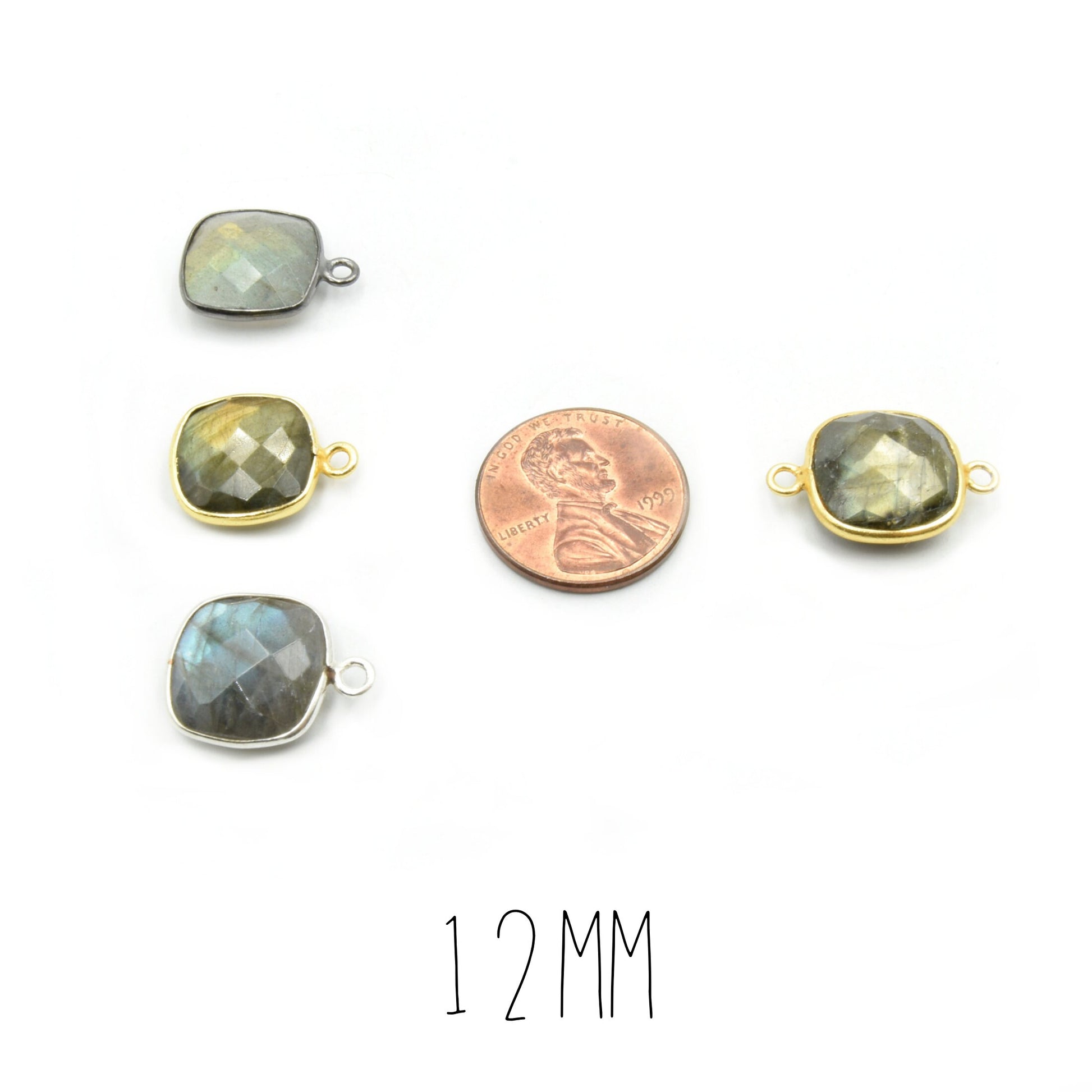 Labradorite Square Bezels | Pendants and Connectors |  Gold, Silver, Gunmetal Labradorite Focals