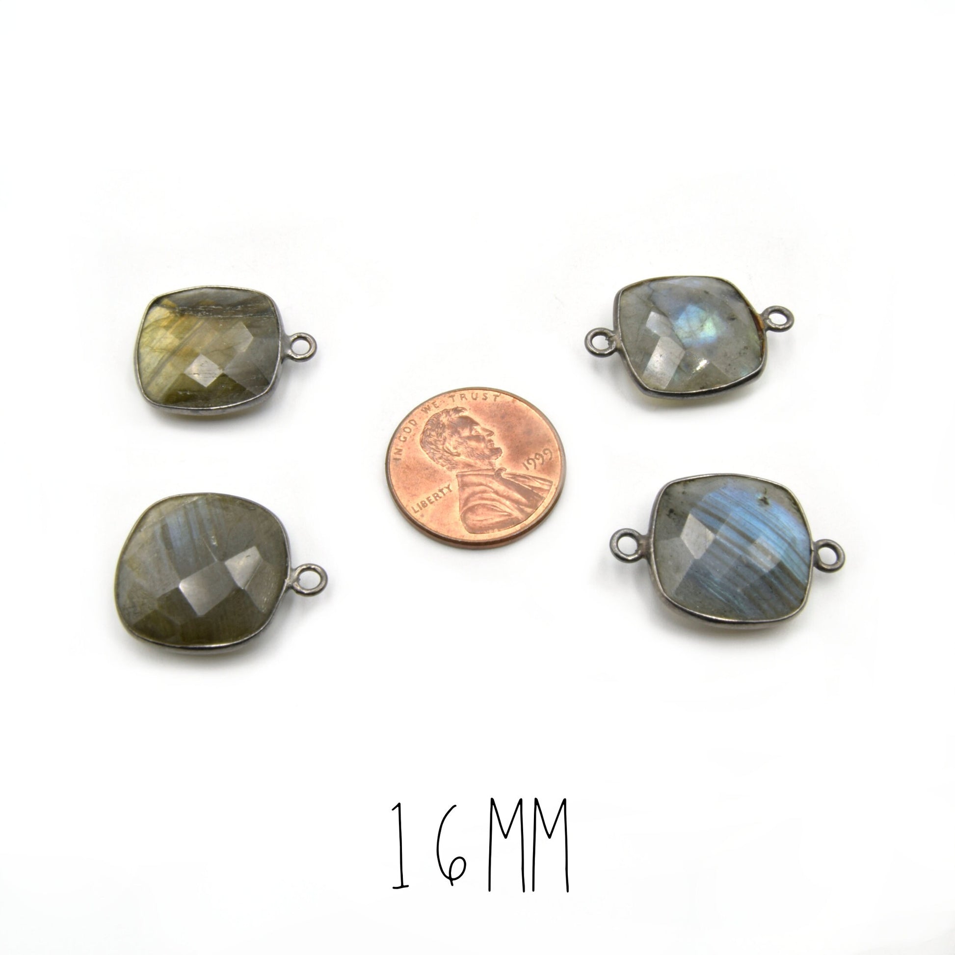 Labradorite Square Bezels | Pendants and Connectors |  Gold, Silver, Gunmetal Labradorite Focals