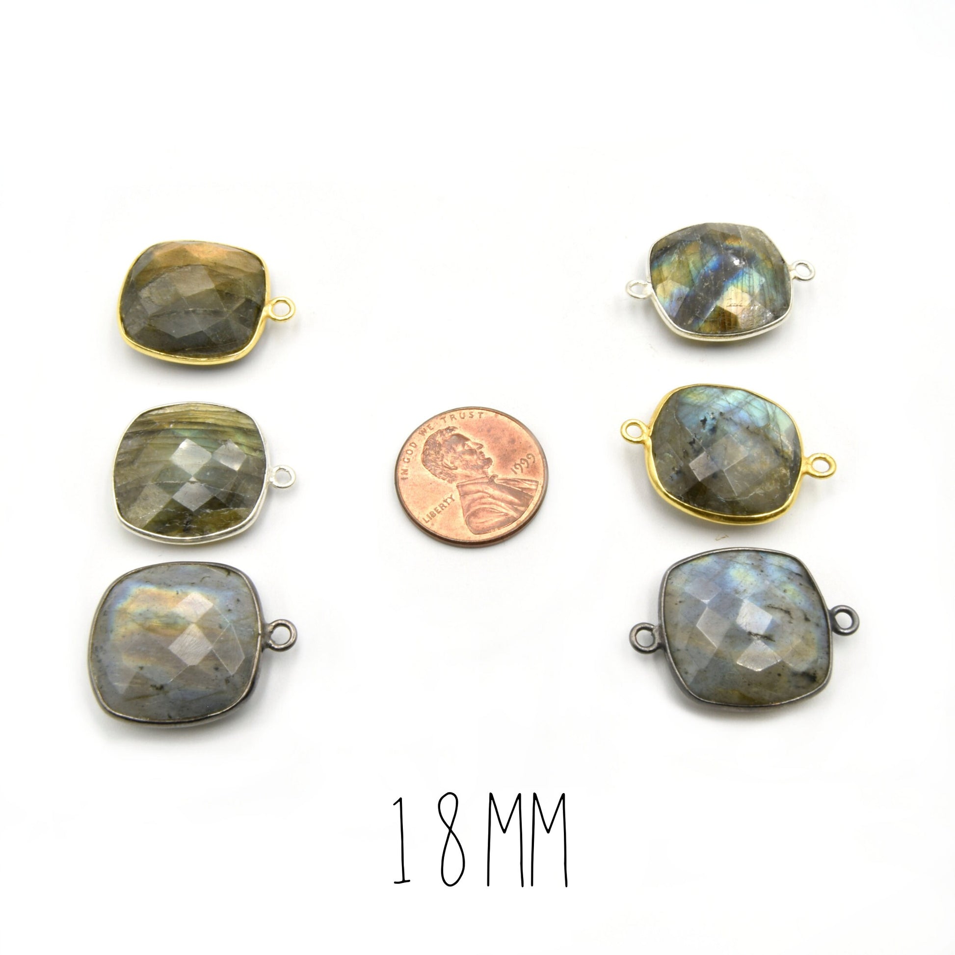 Labradorite Square Bezels | Pendants and Connectors |  Gold, Silver, Gunmetal Labradorite Focals