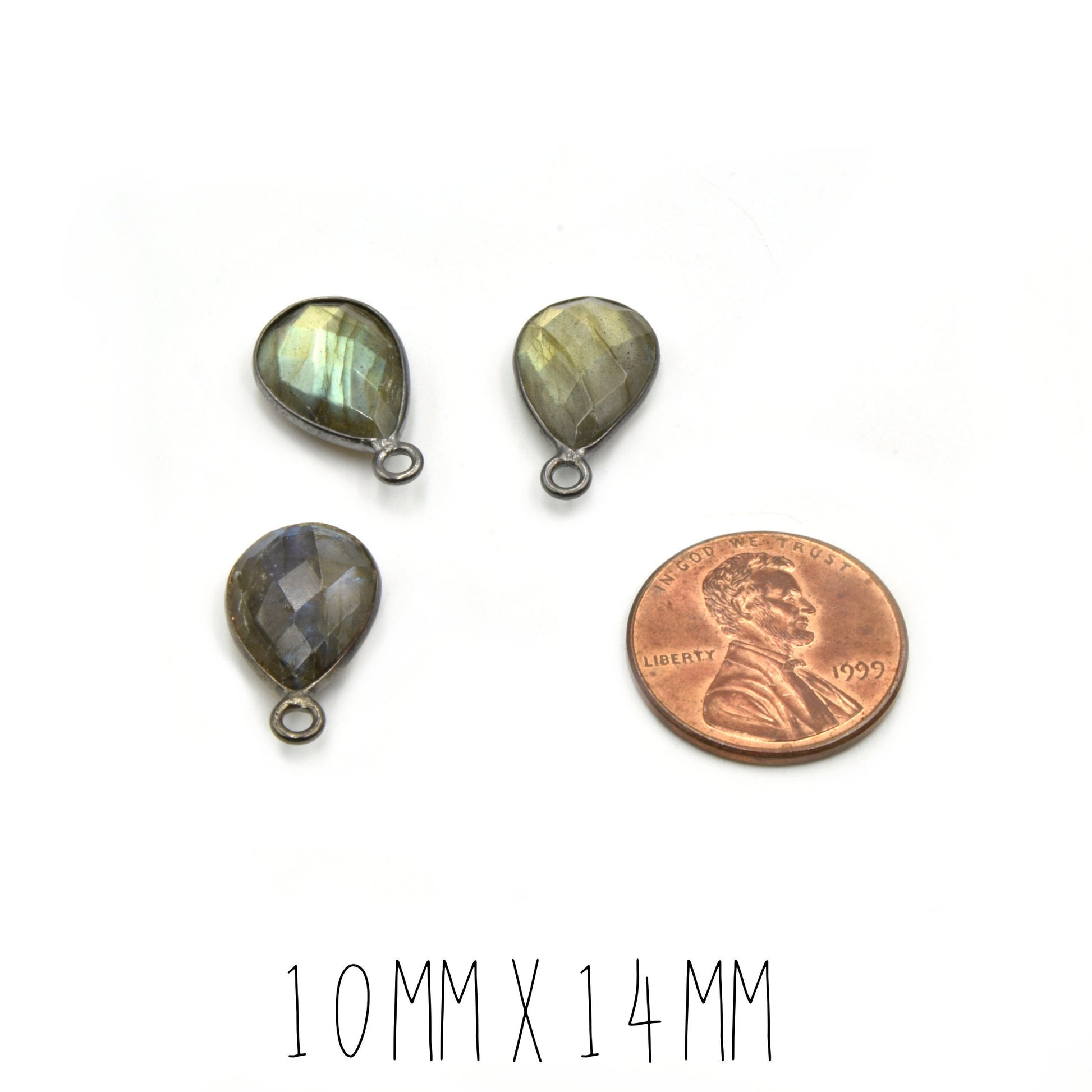 Teardrop Labradorite Bezel | 8mm, 10mm, 12mm, 14mm, 16mm, 18mm, 20mm | Gold, Silver, Gunmetal Labradorite Focals