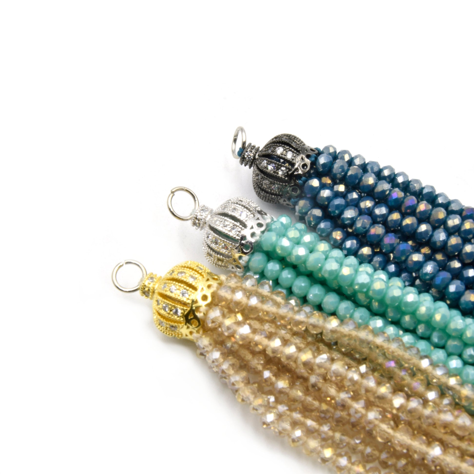 Beaded Tassels | Crown Capped Tassel | Crystal Tassels