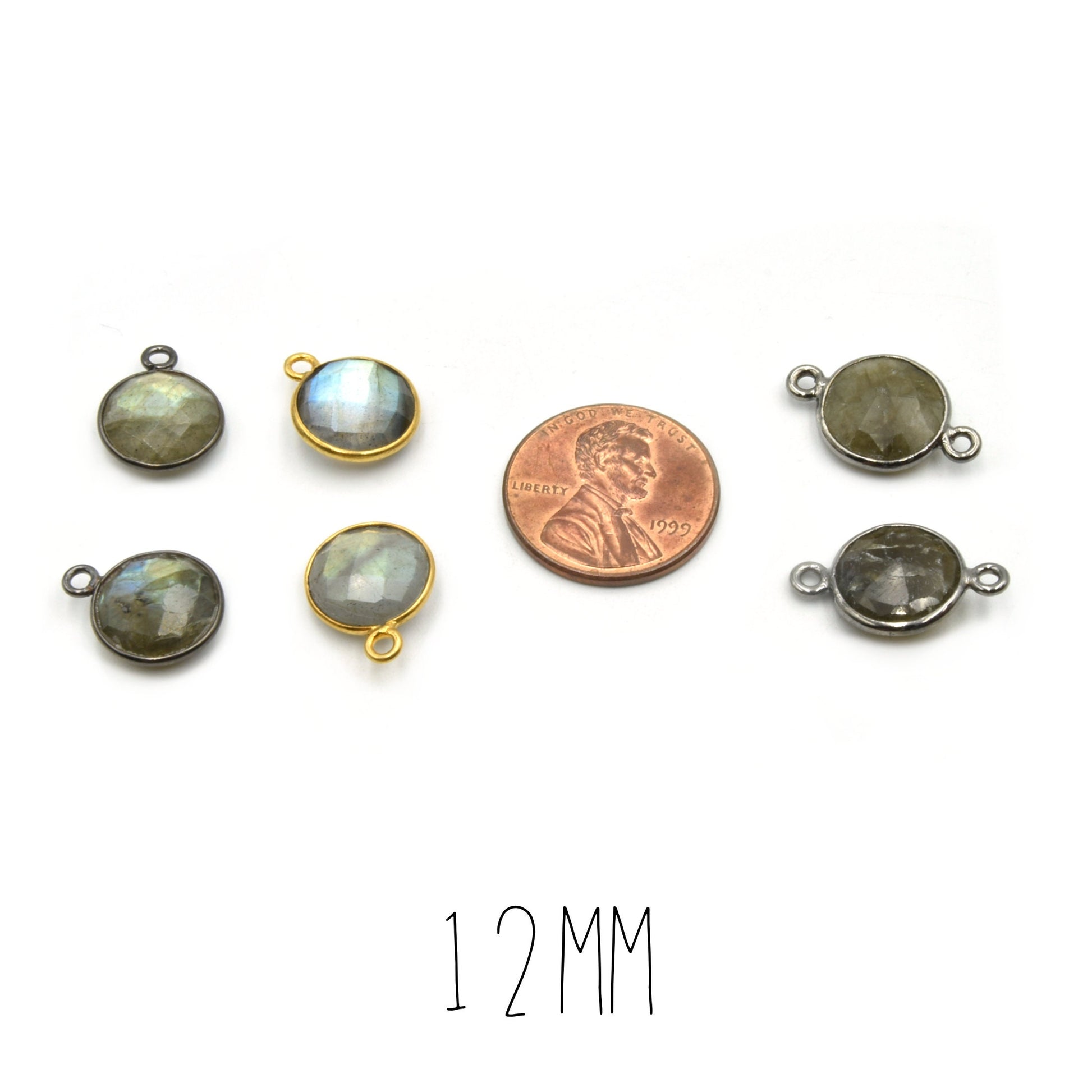 Labradorite Round Bezel | 8mm, 10mm, 12mm, 14mm, 16mm, 18mm, 20mm, 36mm | Gold, Silver, Gunmetal Labradorite Focals