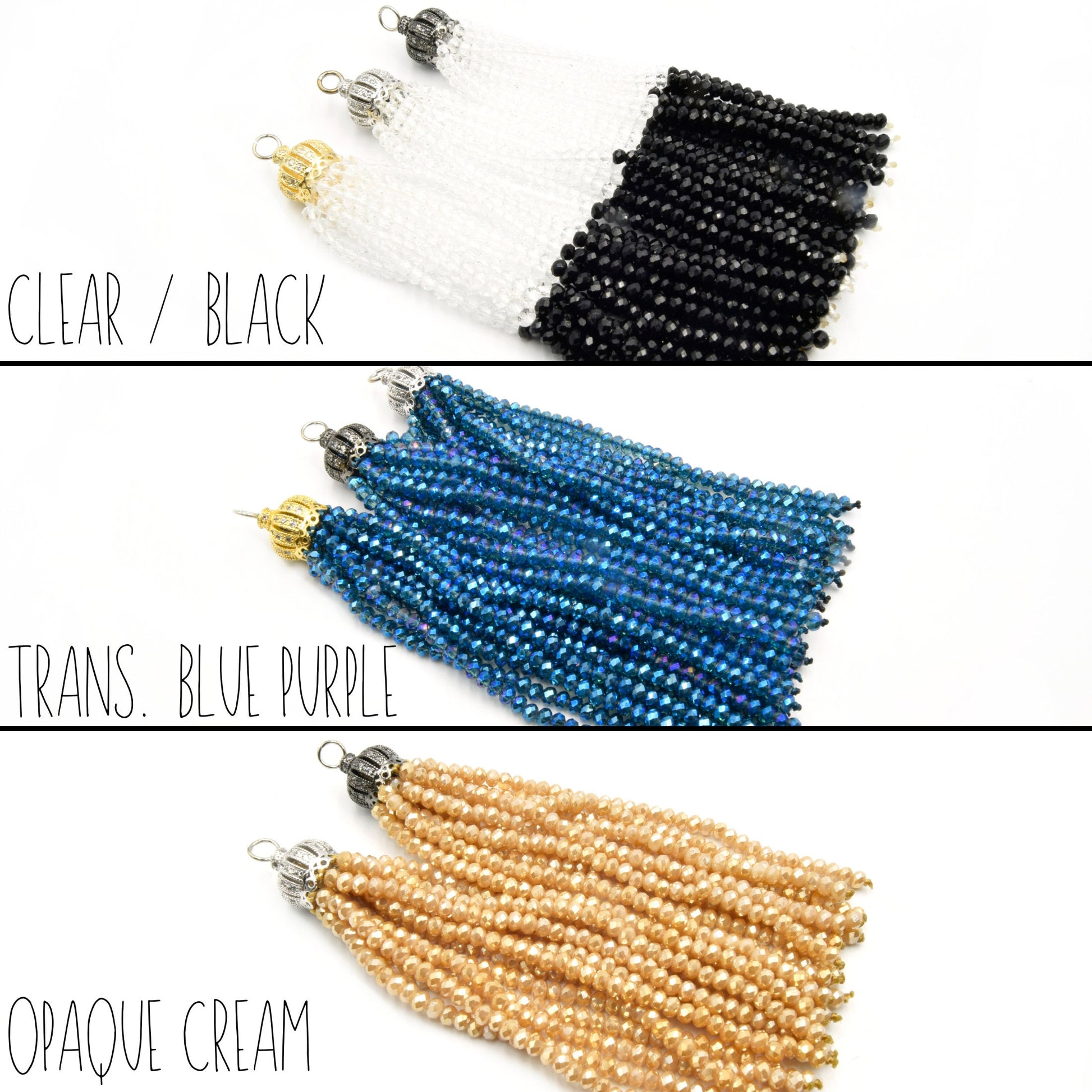 Beaded Tassels | Crown Capped Tassel | Crystal Tassels