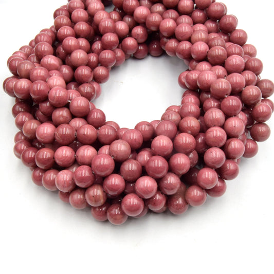 AAA Rhodonite Beads | Smooth Pink Round Natural Gemstone Beads - 4mm 6mm 8mm 10mm