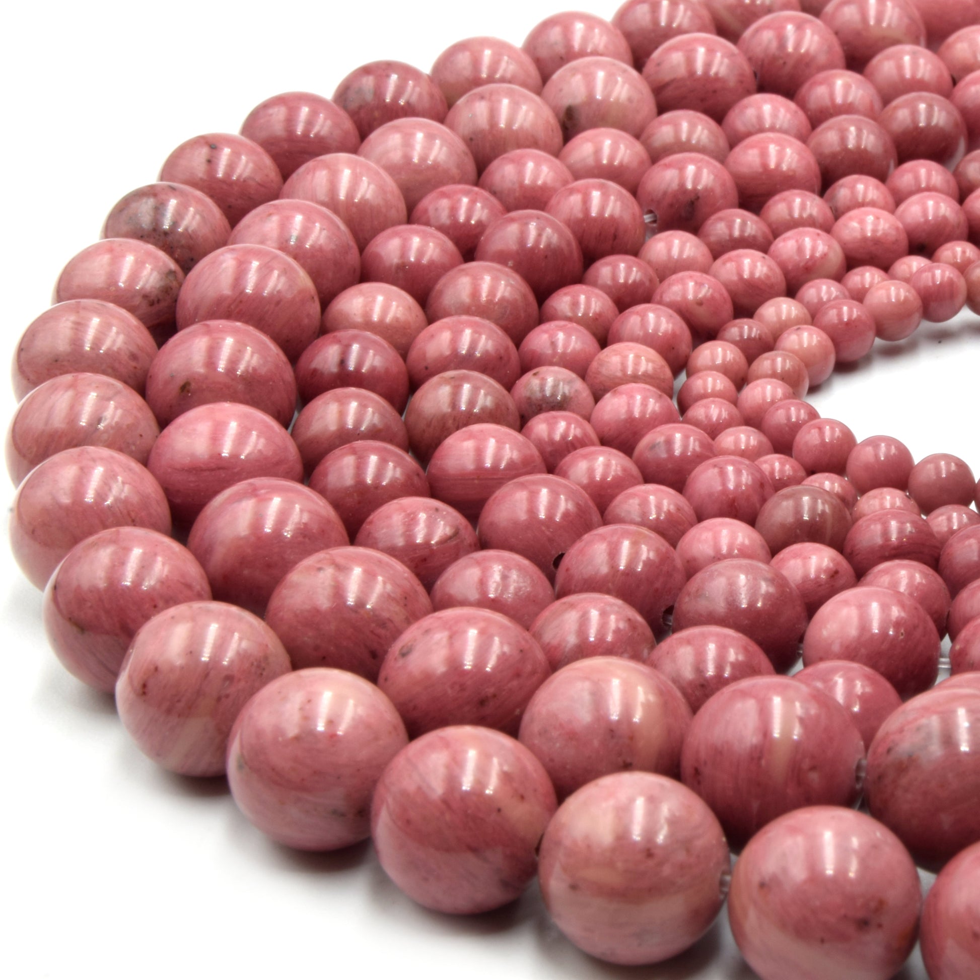 AAA Rhodonite Beads | Smooth Pink Round Natural Gemstone Beads - 4mm 6mm 8mm 10mm