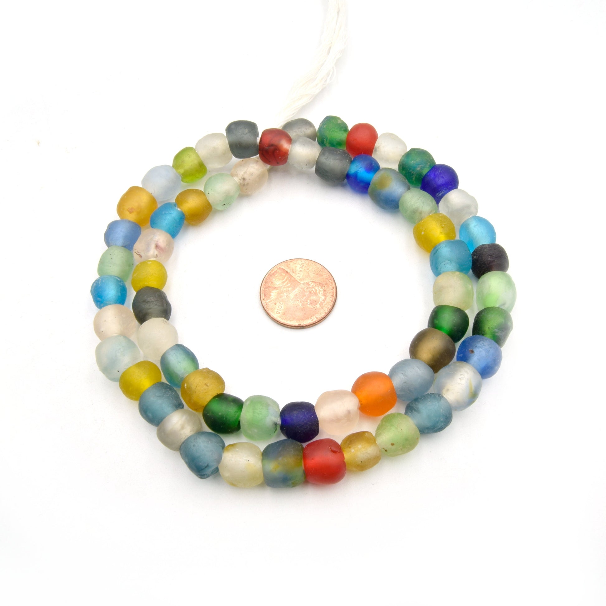 African Glass Beads | 10mm Recycled African Glass Round Rondelle Beads - Sold by Approx. 21" Strand (~58 Beads)