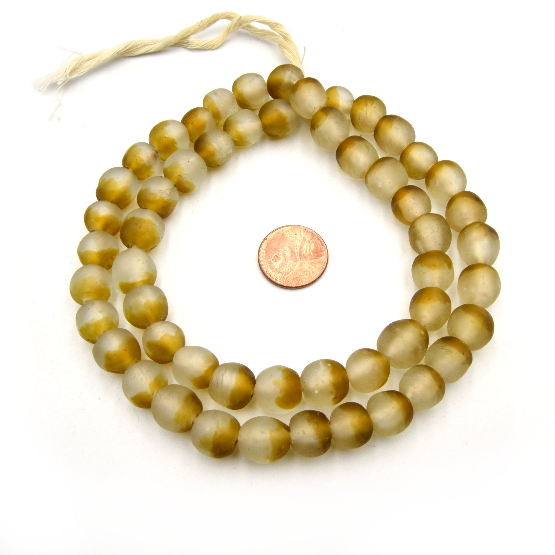 African Glass Beads | 10mm Recycled African Glass Round Rondelle Beads - Sold by Approx. 21" Strand (~58 Beads)