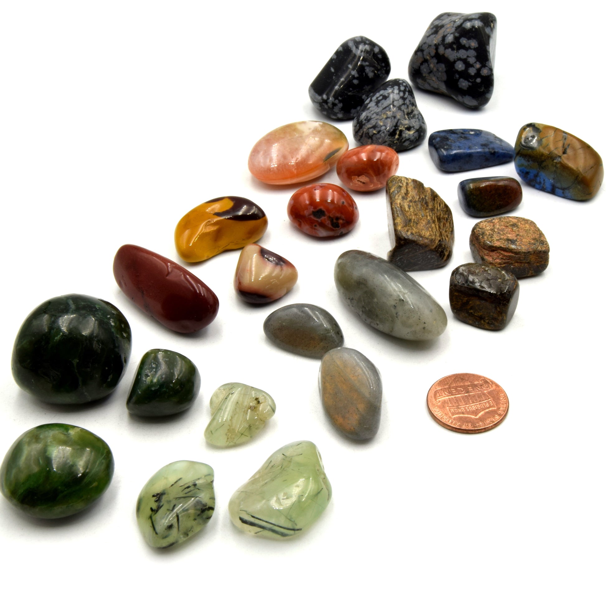 Gemstone Tumbles | Obsidian Nephrite Mookaite Labradorite Bronzite Red Agate Dumortierite Prehnite | Metaphysical Stones | 200 Gram Bags