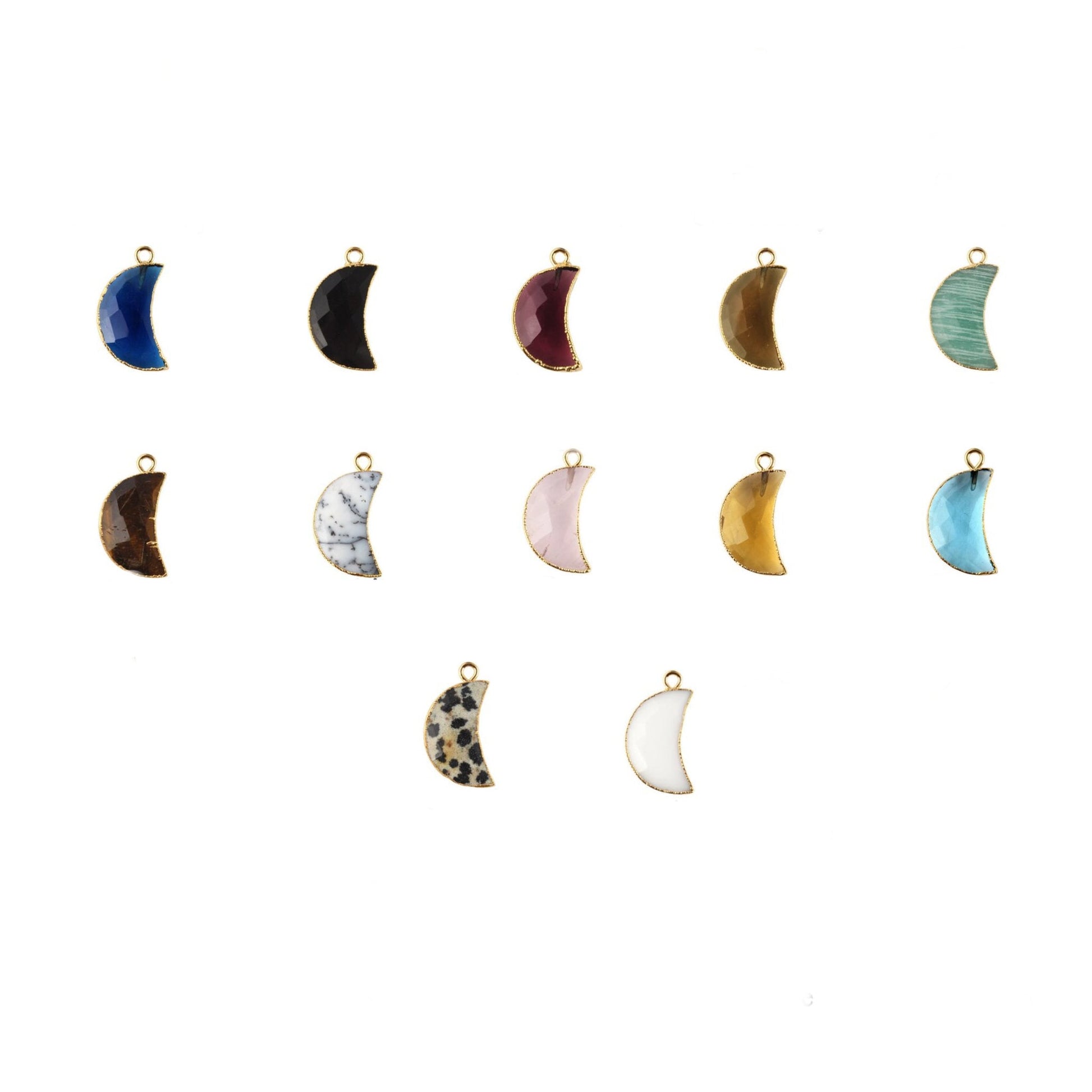 Crescent Moon Pendants | Half Moon Charms | Gemstone Moons | Jewelry Findings