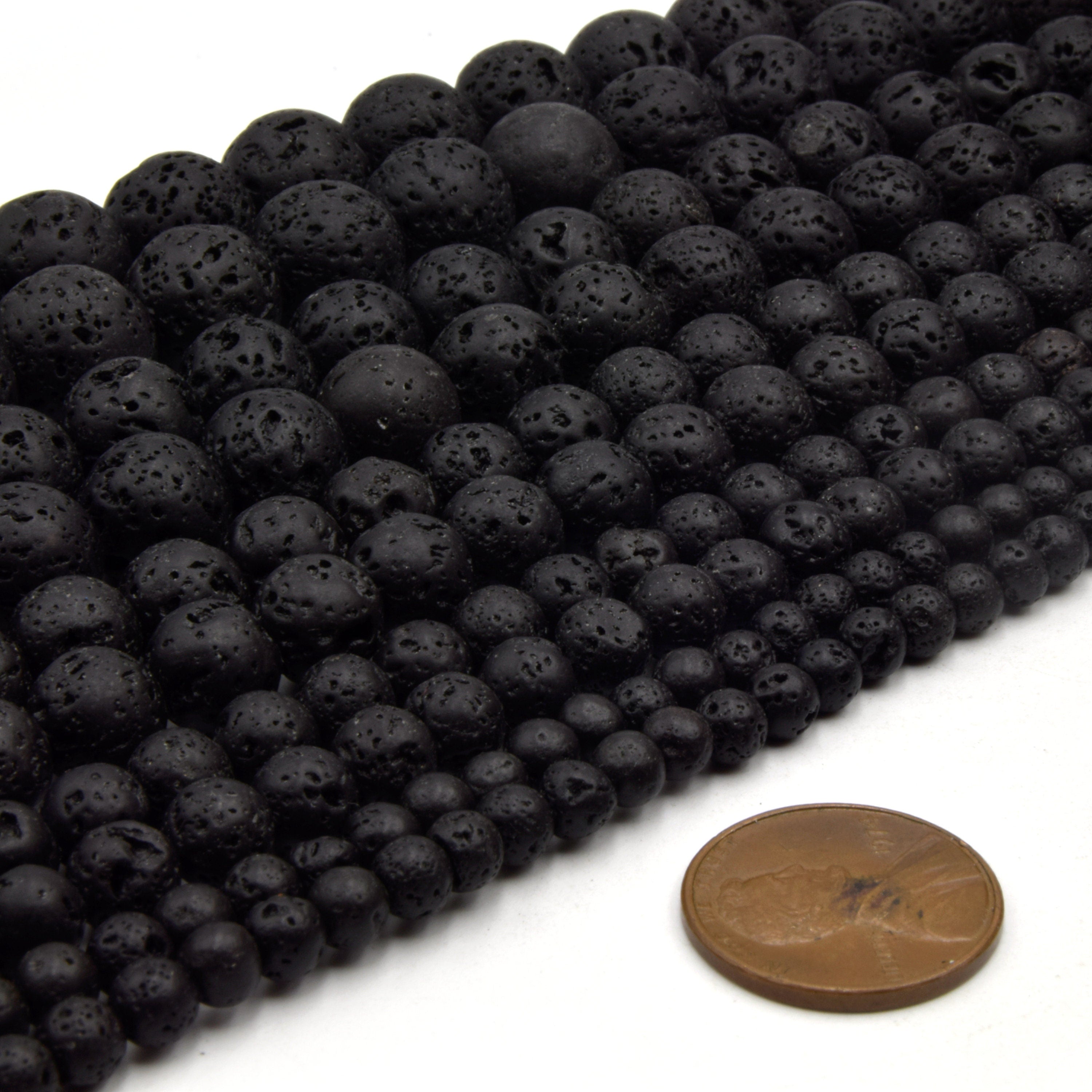 Black Lava Beads  Sealed Coated Black Colored Volcanic Lava Rock Roun –  Only Beads