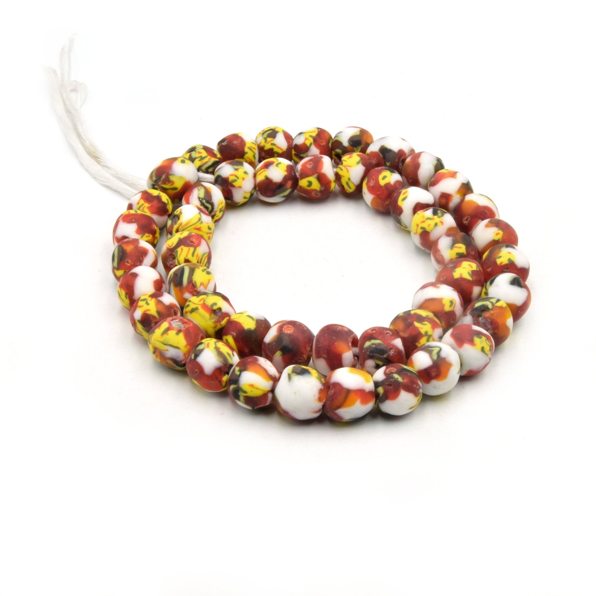 Decorative African Glass Beads | 14mm Recycled African Glass Round Rondelle Beads - Sold by Approx. 22" Strand (~40 Beads)