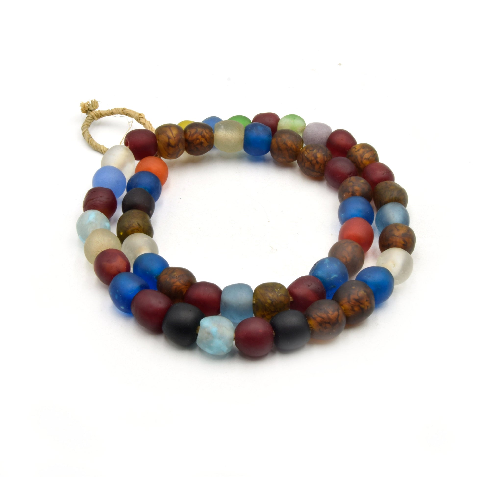 Decorative African Glass Beads | 14mm Recycled African Glass Round Rondelle Beads - Sold by Approx. 22" Strand (~40 Beads)